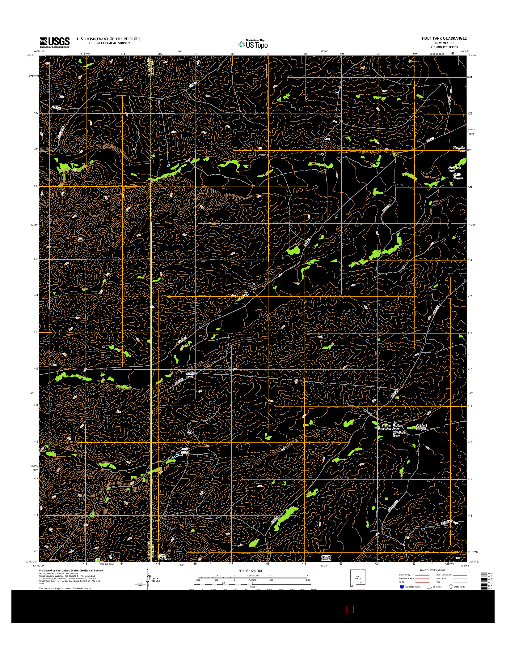 USGS US TOPO 7.5-MINUTE MAP FOR HOLT TANK, NM 2017