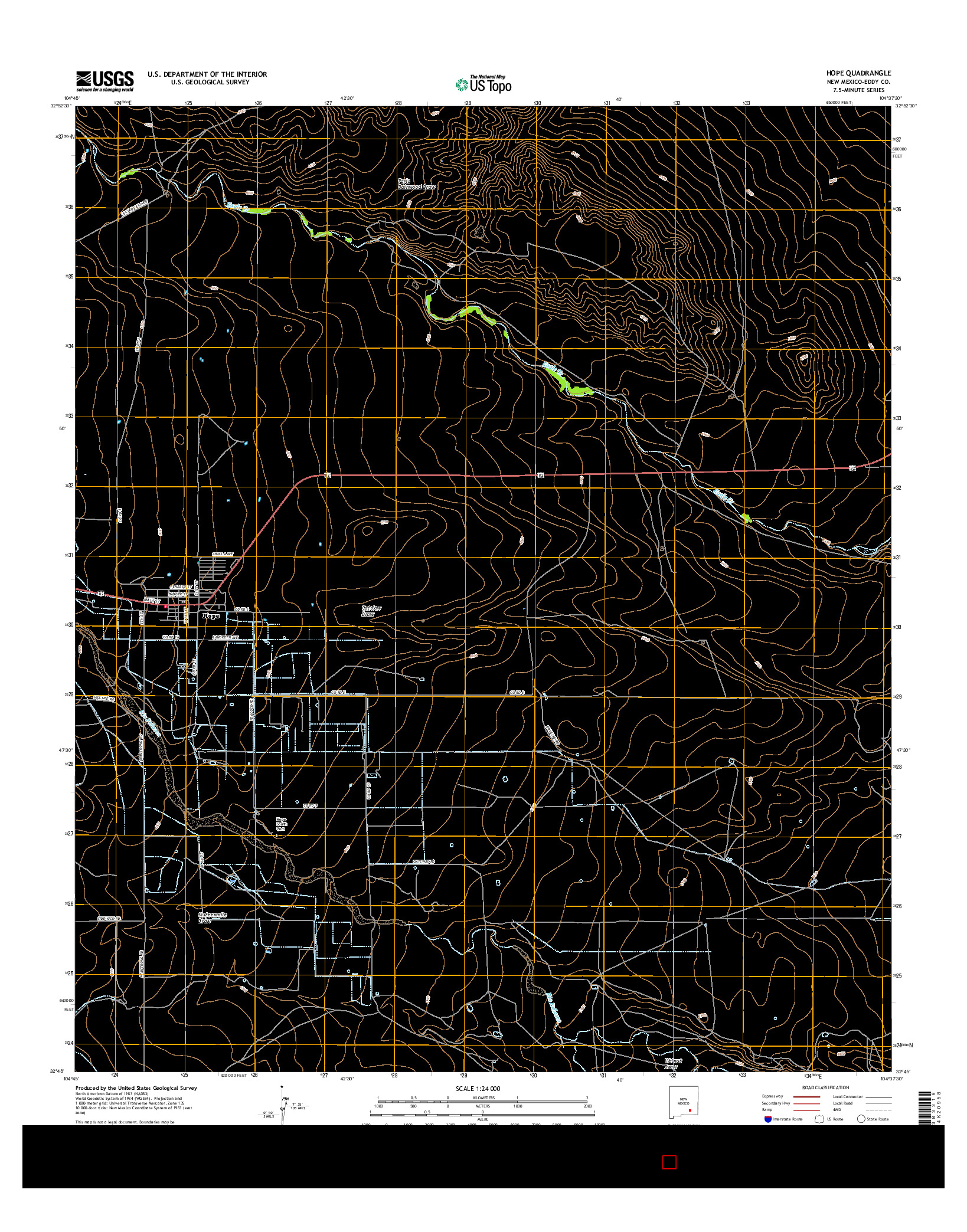 USGS US TOPO 7.5-MINUTE MAP FOR HOPE, NM 2017