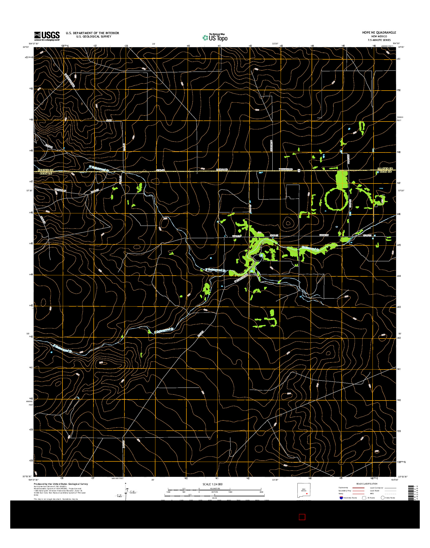 USGS US TOPO 7.5-MINUTE MAP FOR HOPE NE, NM 2017