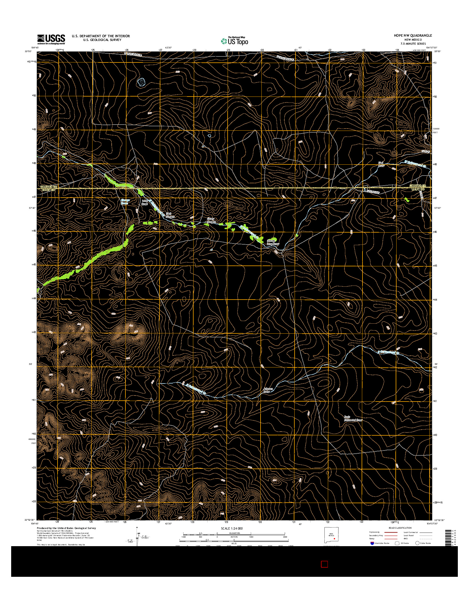 USGS US TOPO 7.5-MINUTE MAP FOR HOPE NW, NM 2017