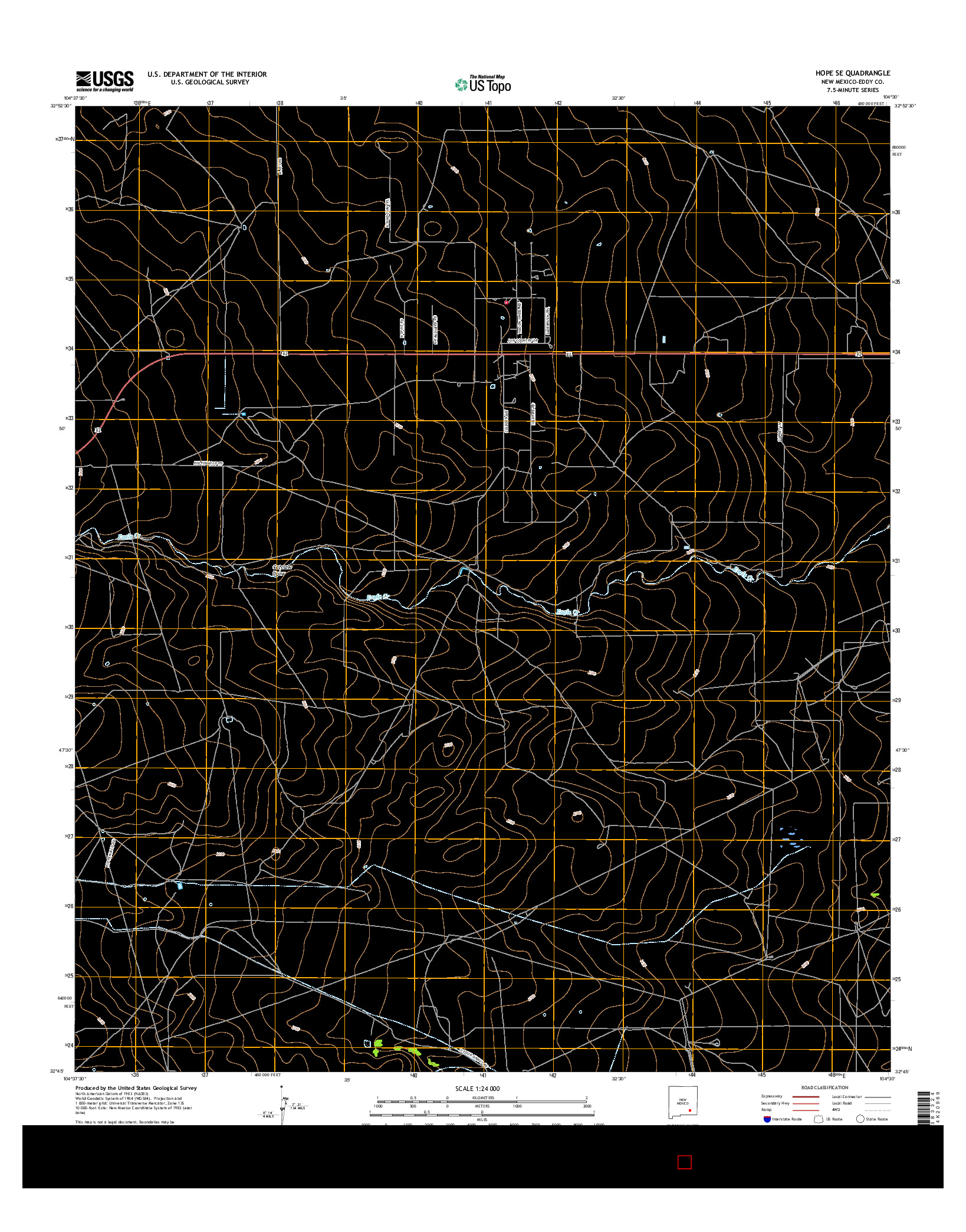 USGS US TOPO 7.5-MINUTE MAP FOR HOPE SE, NM 2017