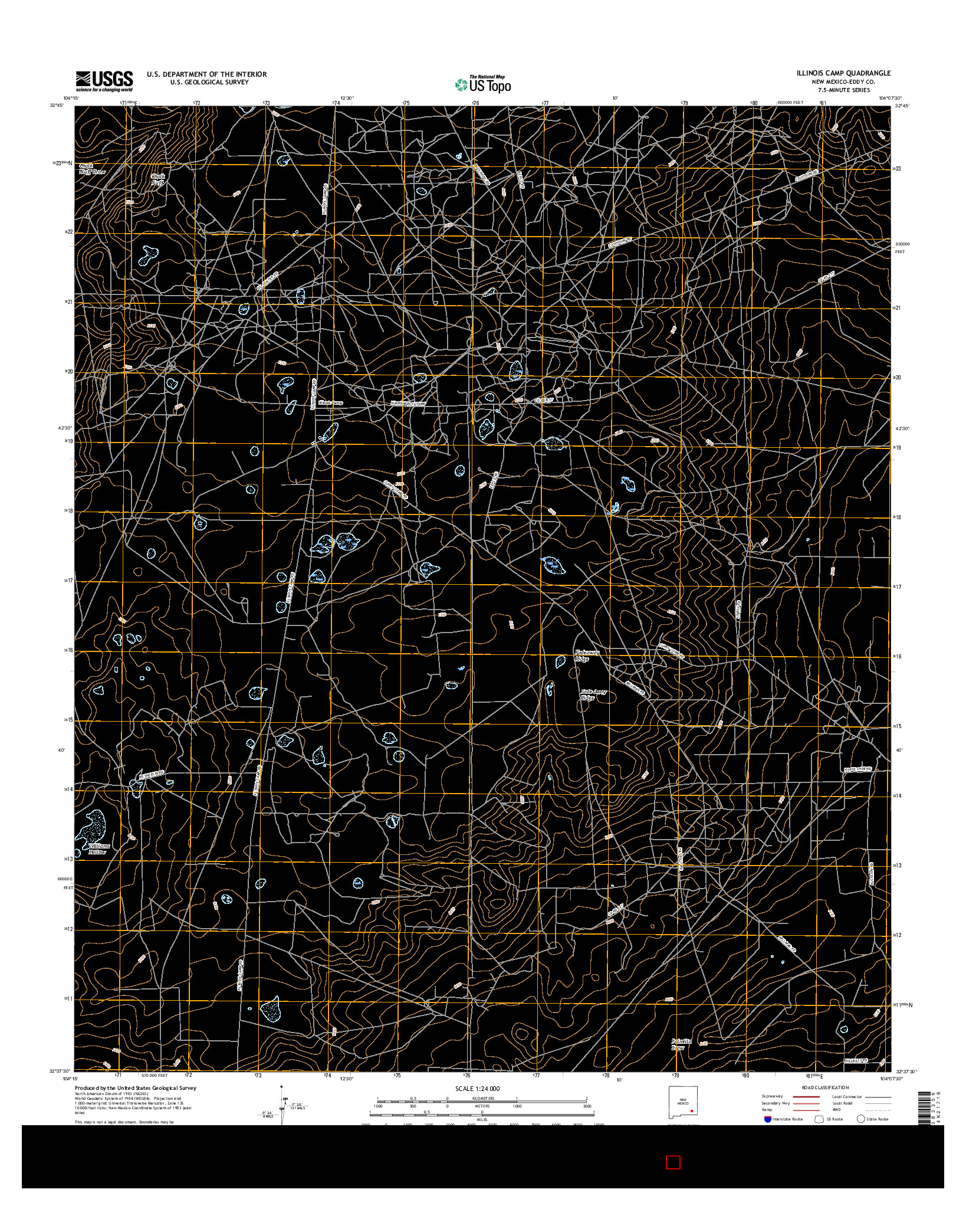 USGS US TOPO 7.5-MINUTE MAP FOR ILLINOIS CAMP, NM 2017