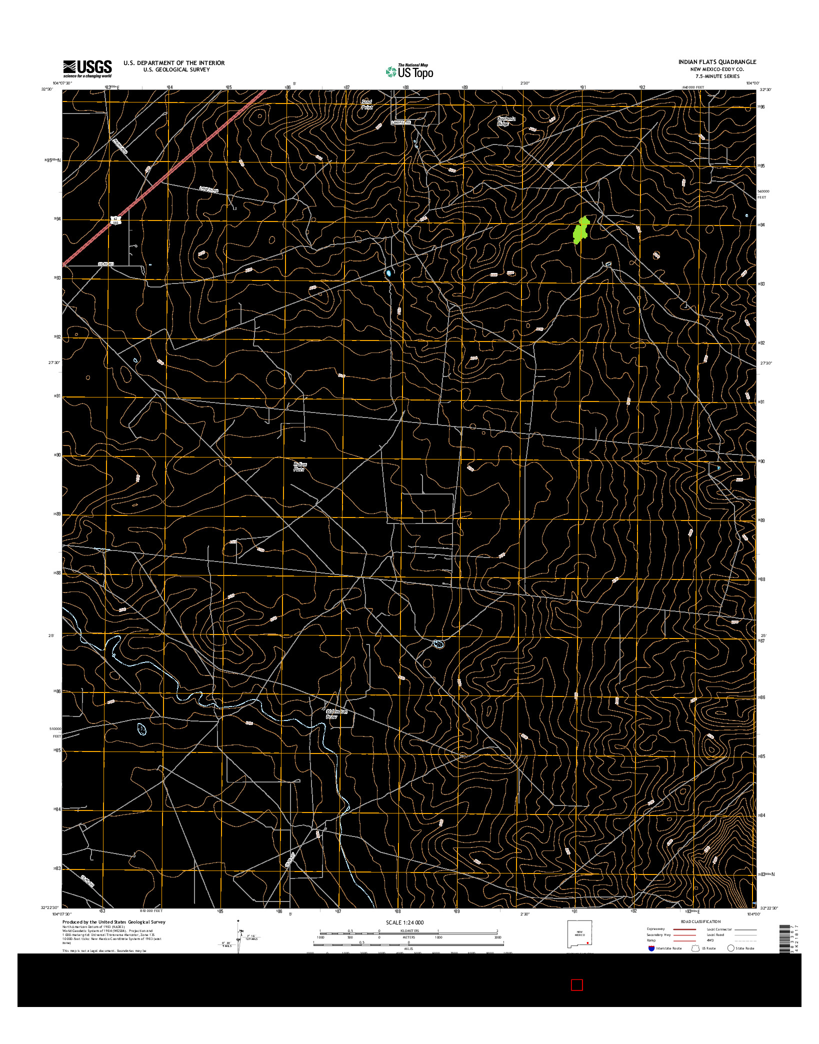 USGS US TOPO 7.5-MINUTE MAP FOR INDIAN FLATS, NM 2017