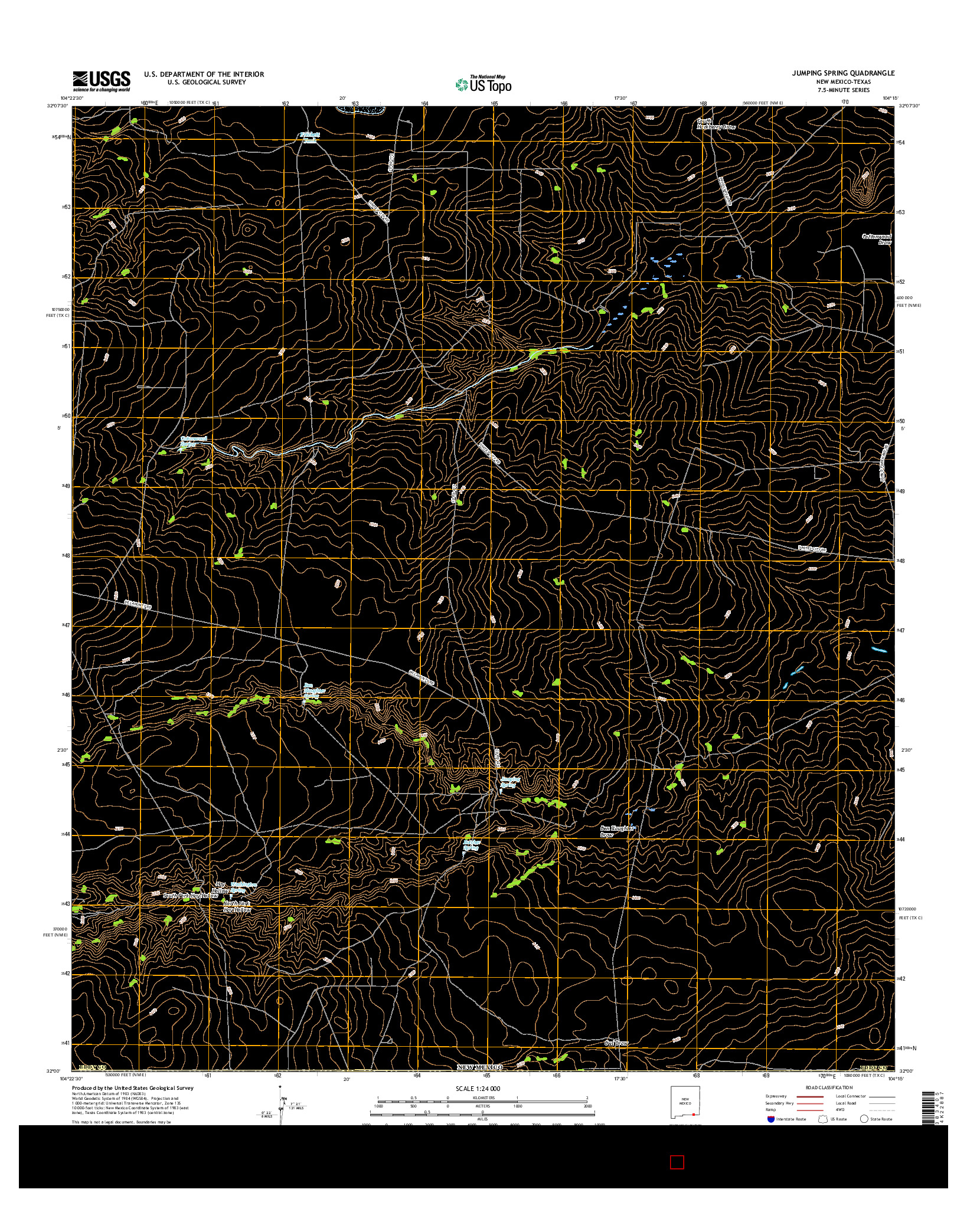 USGS US TOPO 7.5-MINUTE MAP FOR JUMPING SPRING, NM-TX 2017