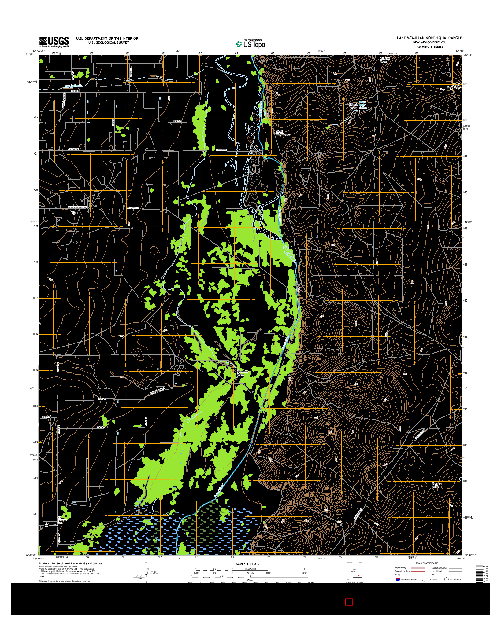 USGS US TOPO 7.5-MINUTE MAP FOR LAKE MCMILLAN NORTH, NM 2017