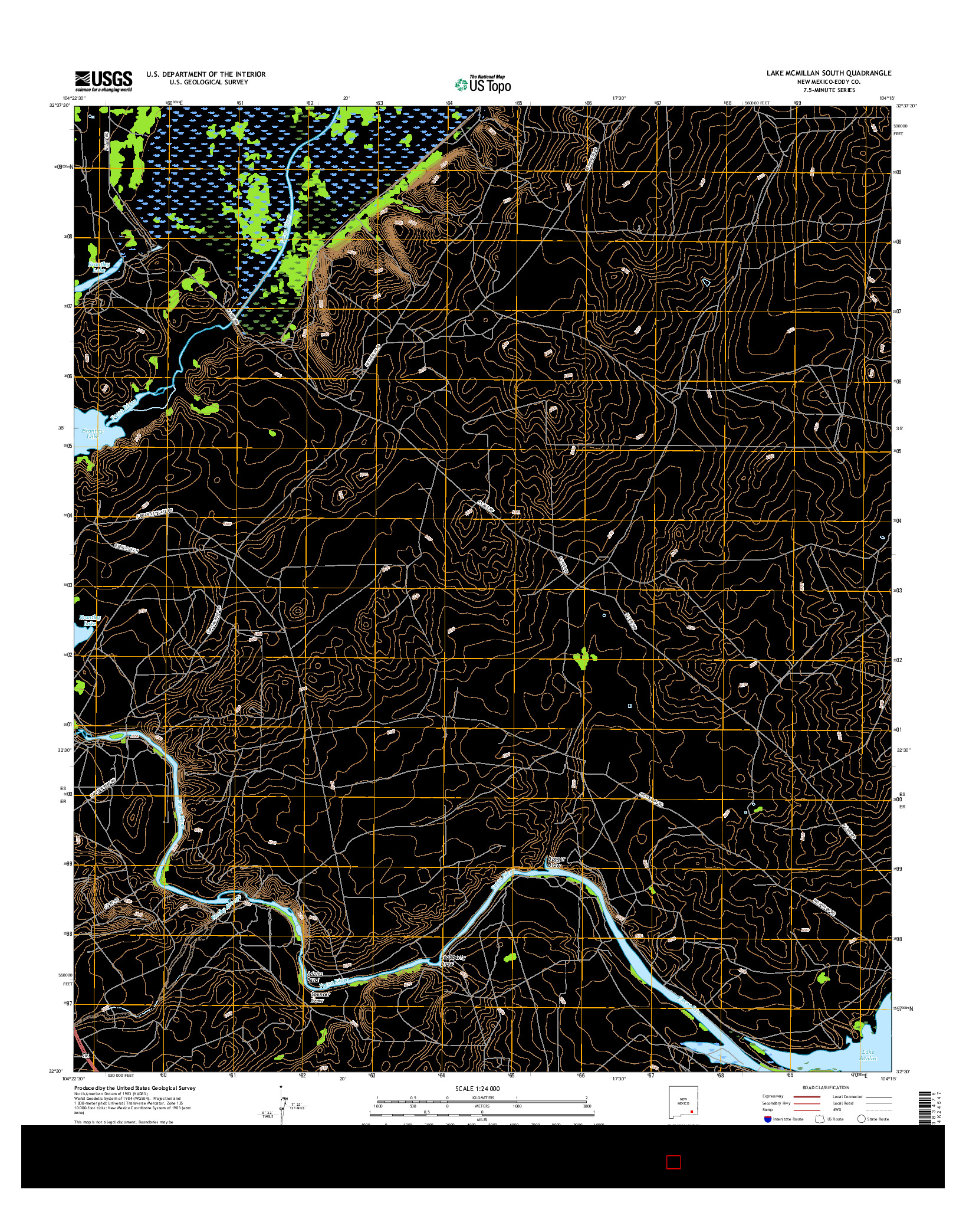 USGS US TOPO 7.5-MINUTE MAP FOR LAKE MCMILLAN SOUTH, NM 2017