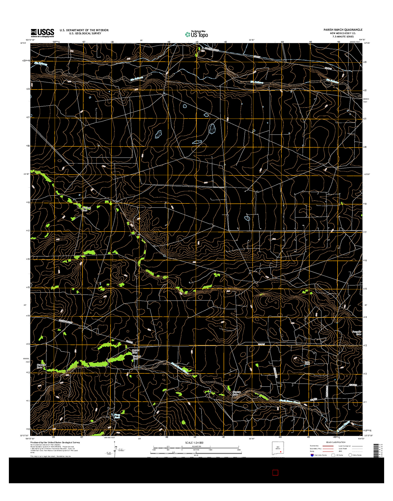 USGS US TOPO 7.5-MINUTE MAP FOR PARISH RANCH, NM 2017