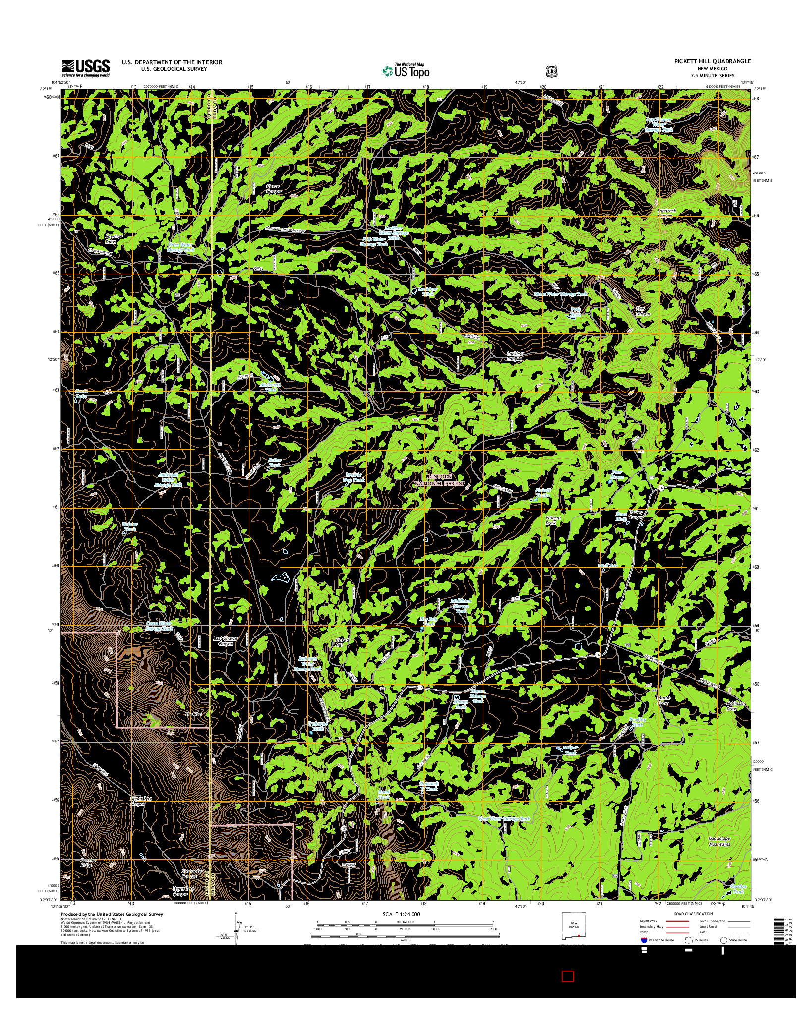 USGS US TOPO 7.5-MINUTE MAP FOR PICKETT HILL, NM 2017