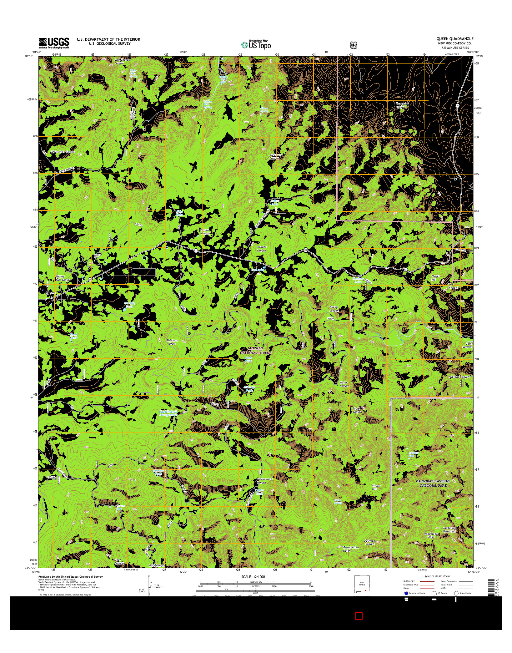 USGS US TOPO 7.5-MINUTE MAP FOR QUEEN, NM 2017