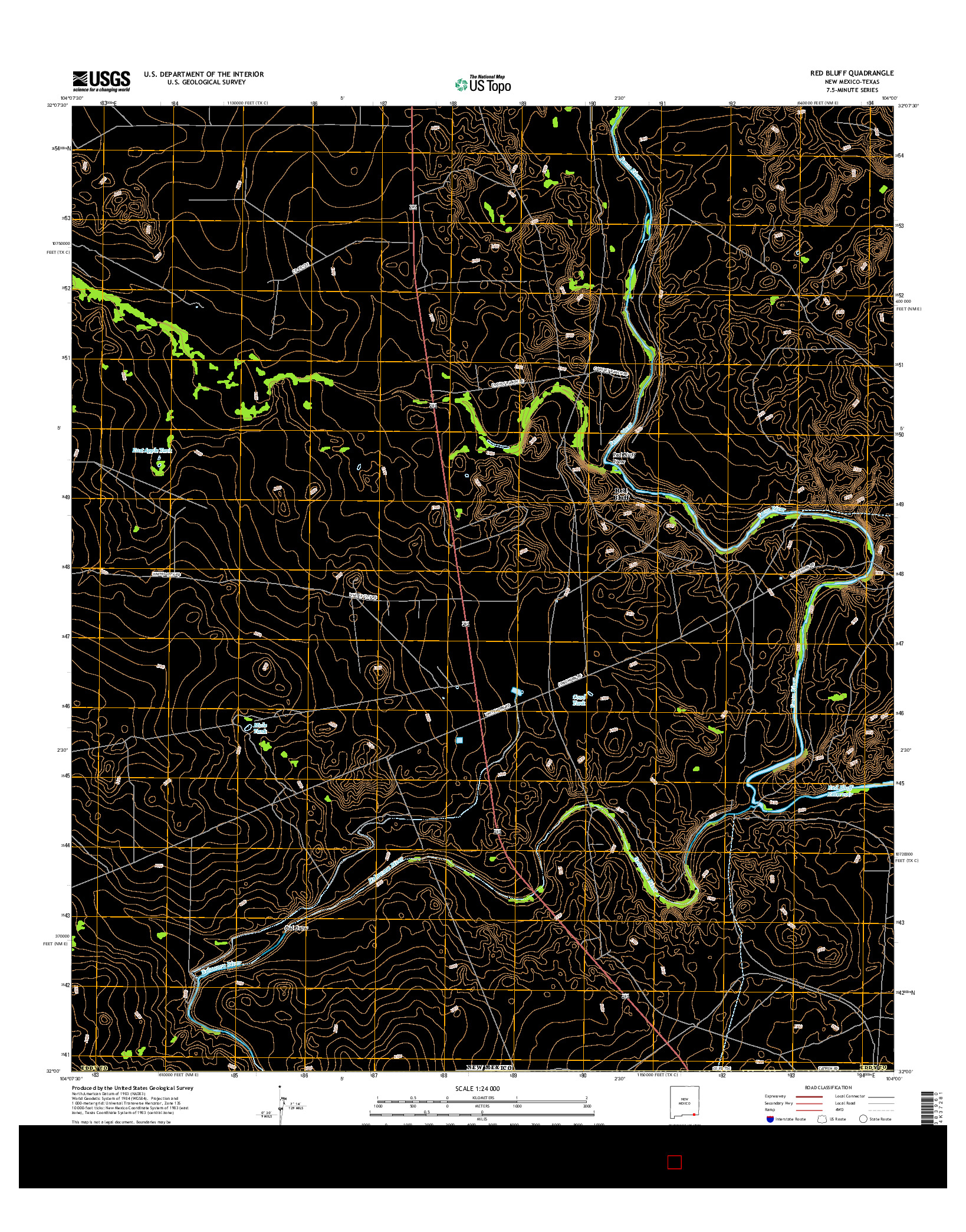 USGS US TOPO 7.5-MINUTE MAP FOR RED BLUFF, NM-TX 2017