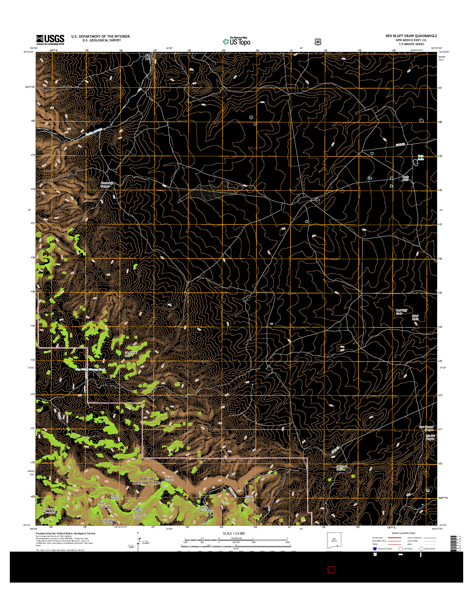 USGS US TOPO 7.5-MINUTE MAP FOR RED BLUFF DRAW, NM 2017