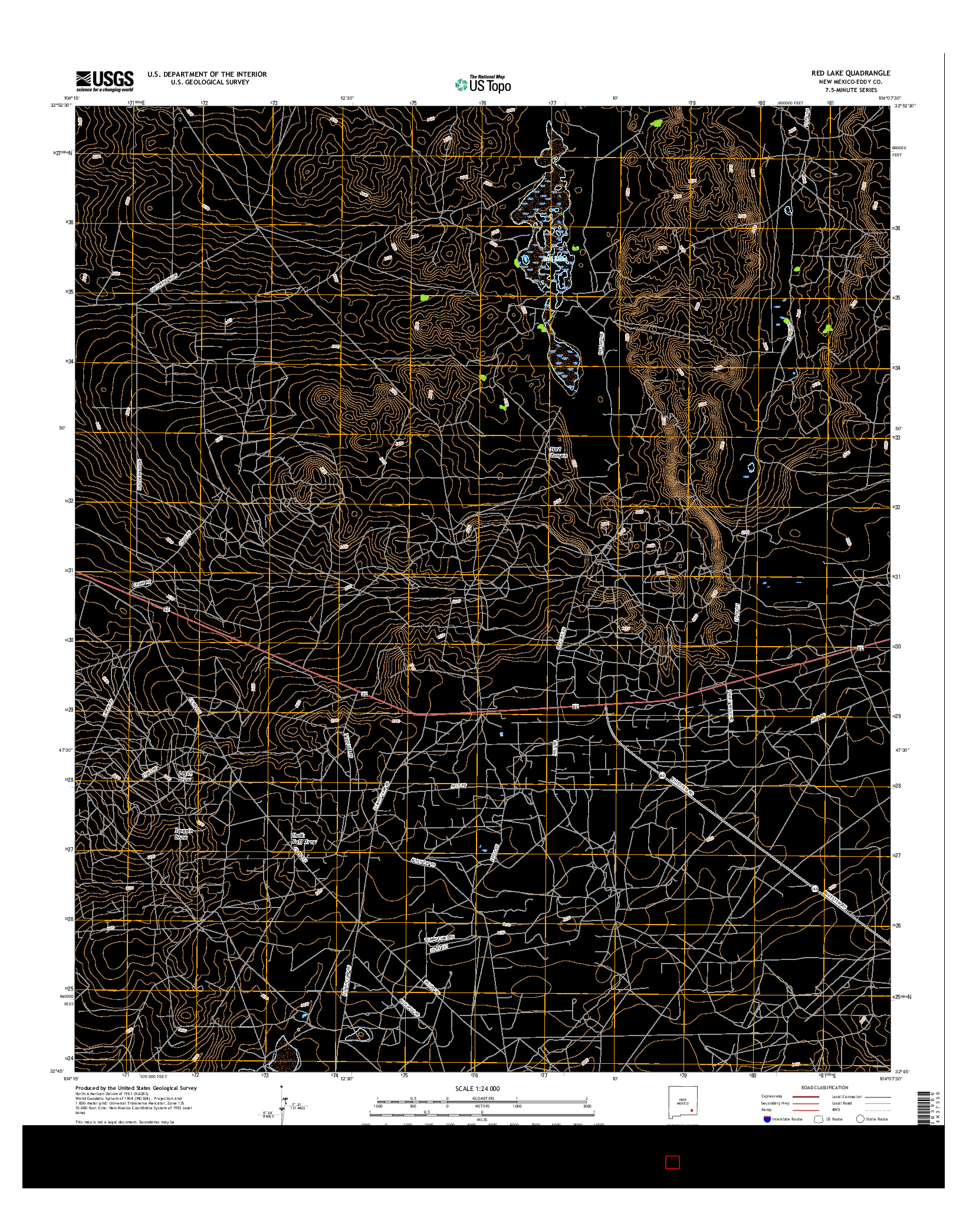 USGS US TOPO 7.5-MINUTE MAP FOR RED LAKE, NM 2017