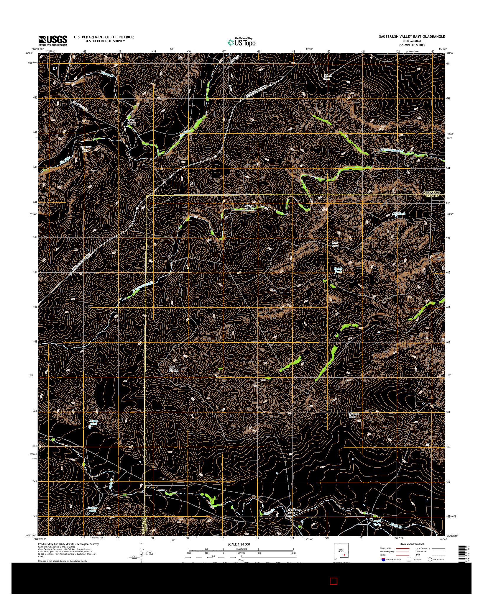 USGS US TOPO 7.5-MINUTE MAP FOR SAGEBRUSH VALLEY EAST, NM 2017