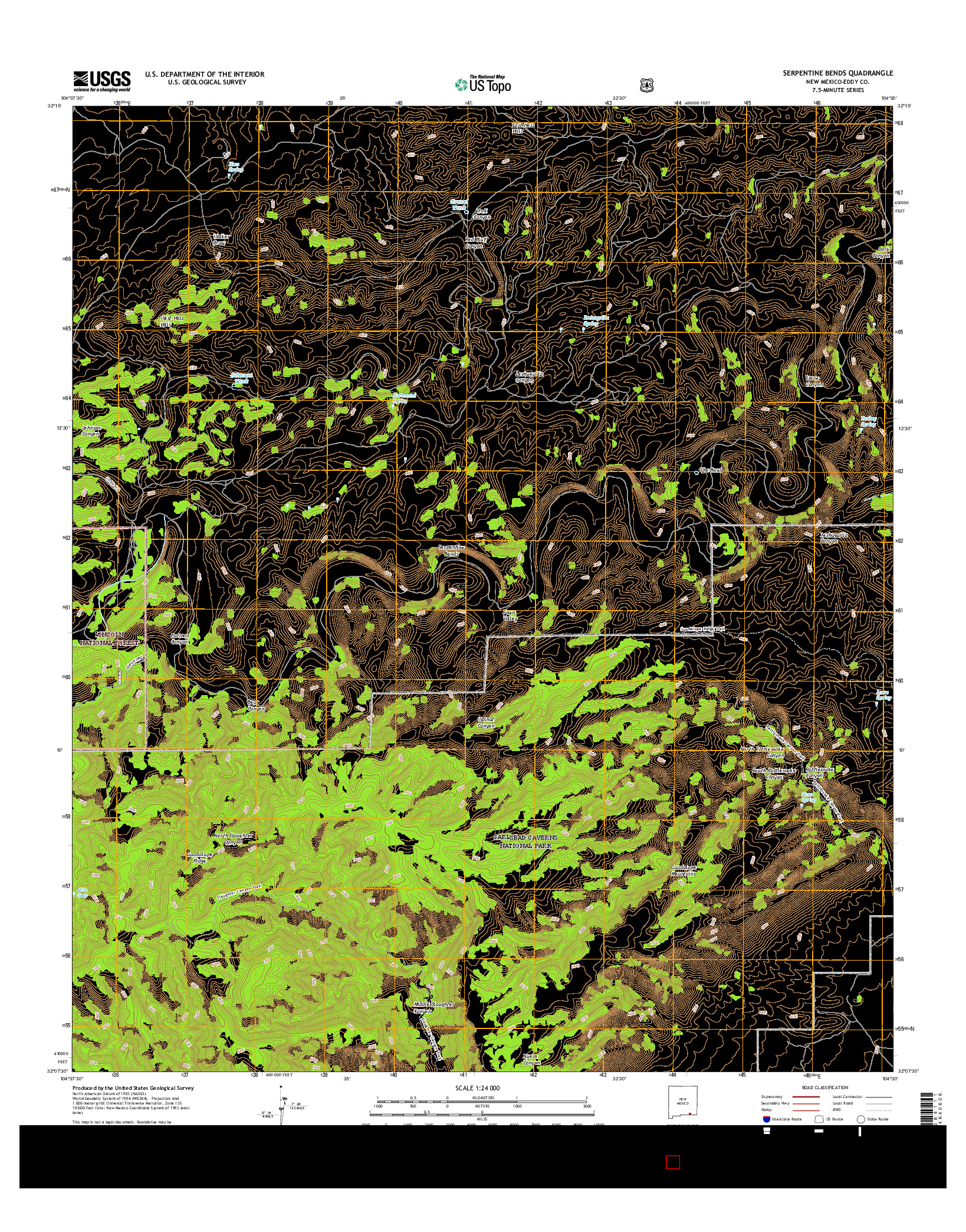 USGS US TOPO 7.5-MINUTE MAP FOR SERPENTINE BENDS, NM 2017