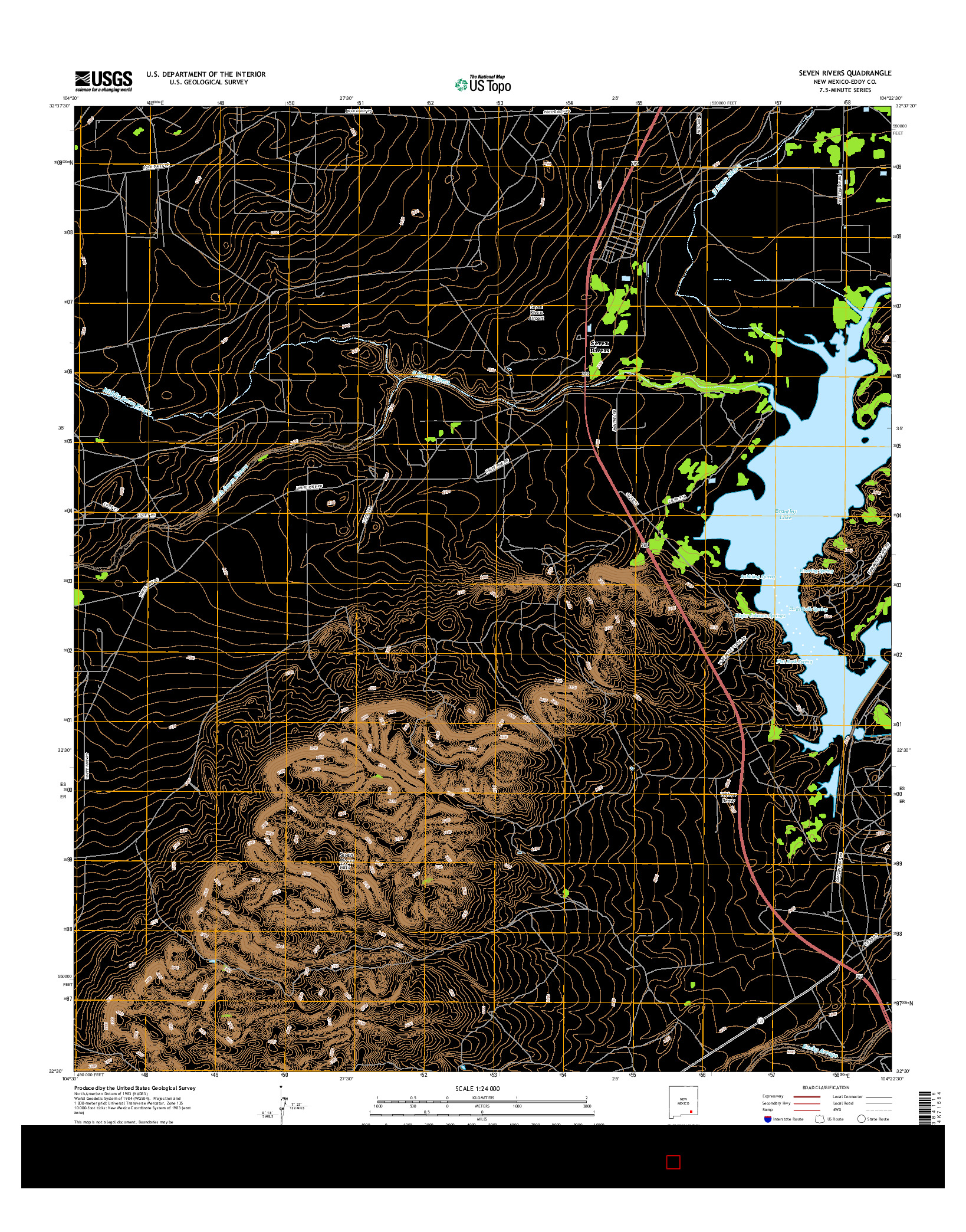 USGS US TOPO 7.5-MINUTE MAP FOR SEVEN RIVERS, NM 2017