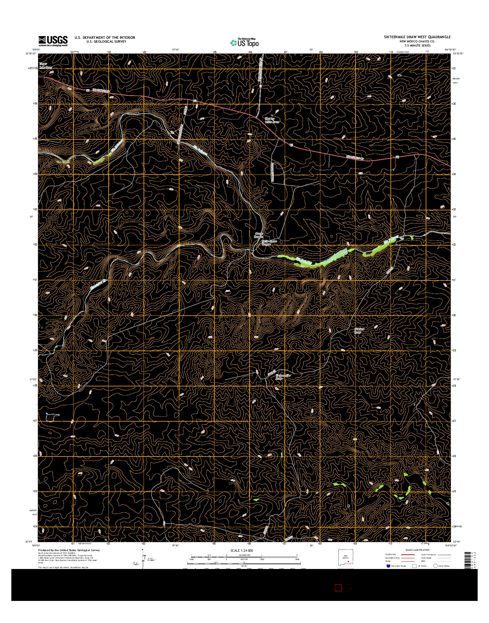 USGS US TOPO 7.5-MINUTE MAP FOR SIXTEENMILE DRAW WEST, NM 2017
