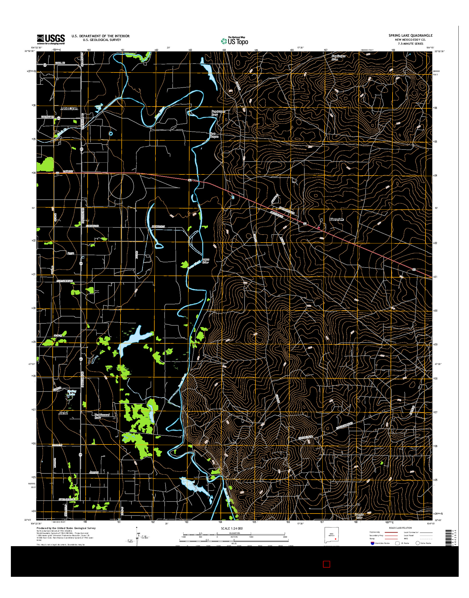 USGS US TOPO 7.5-MINUTE MAP FOR SPRING LAKE, NM 2017