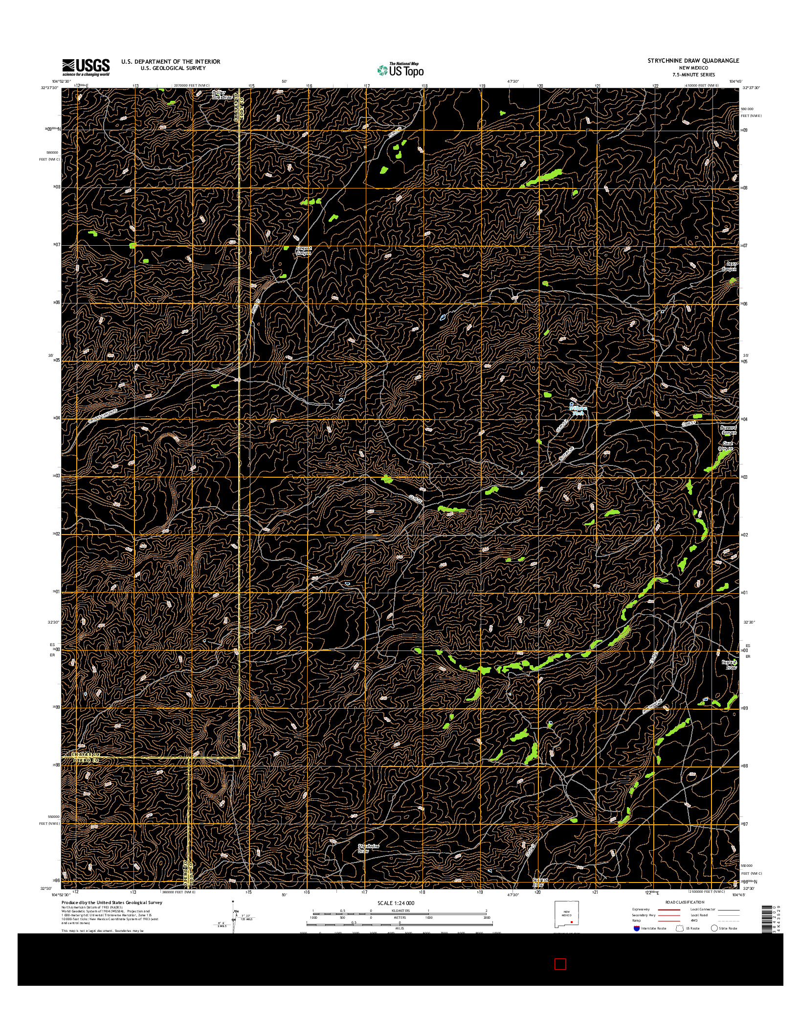 USGS US TOPO 7.5-MINUTE MAP FOR STRYCHNINE DRAW, NM 2017