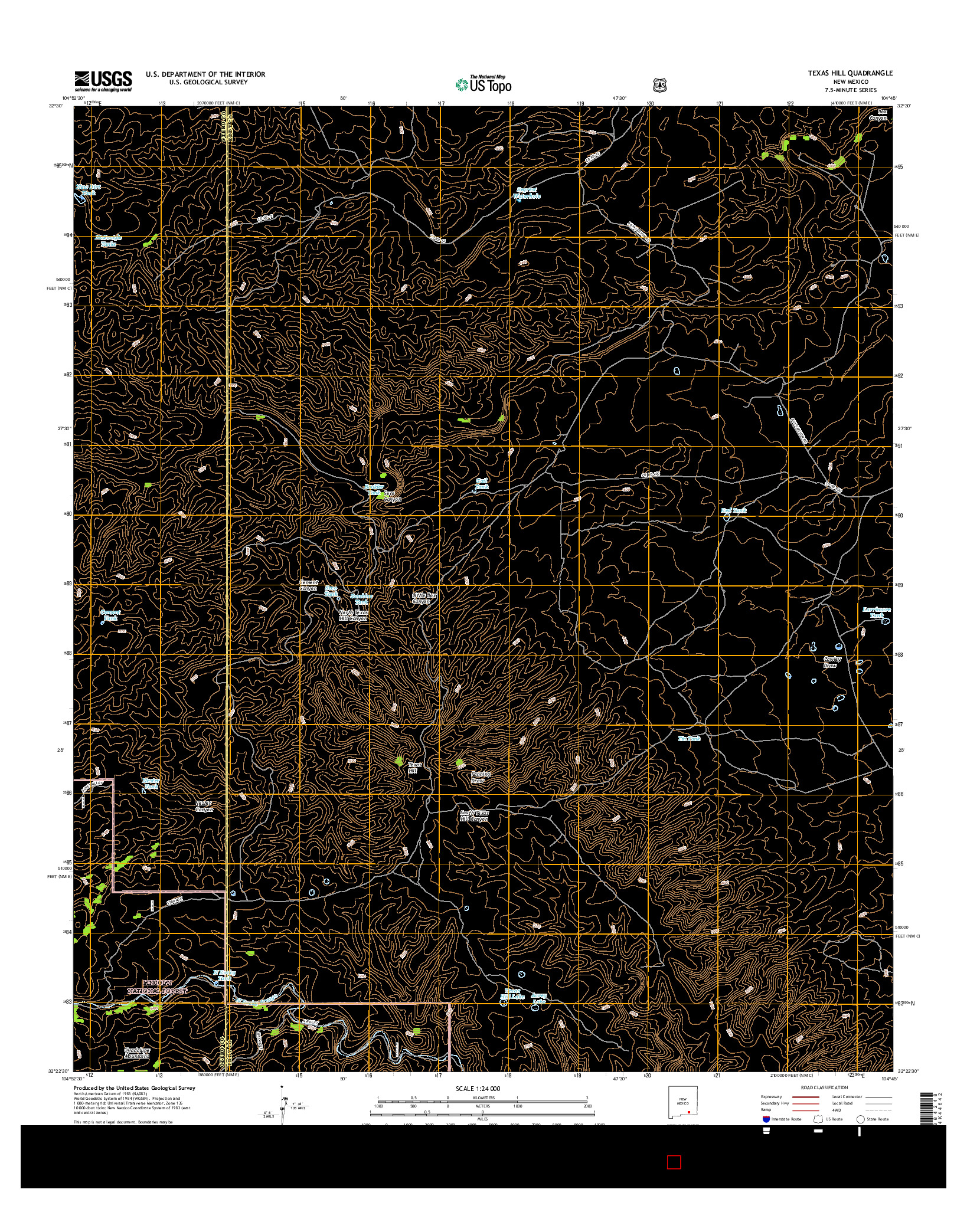 USGS US TOPO 7.5-MINUTE MAP FOR TEXAS HILL, NM 2017