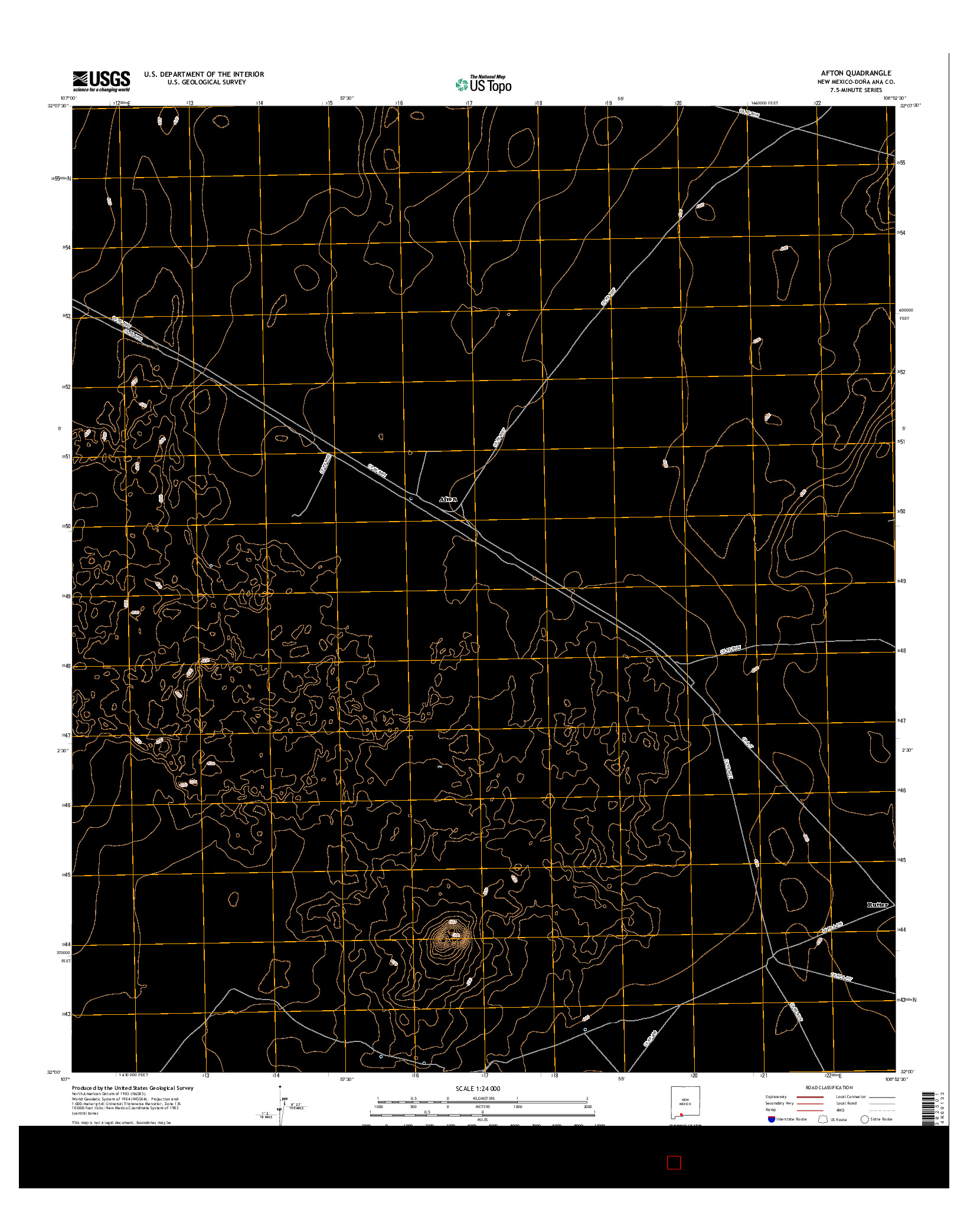 USGS US TOPO 7.5-MINUTE MAP FOR AFTON, NM 2017