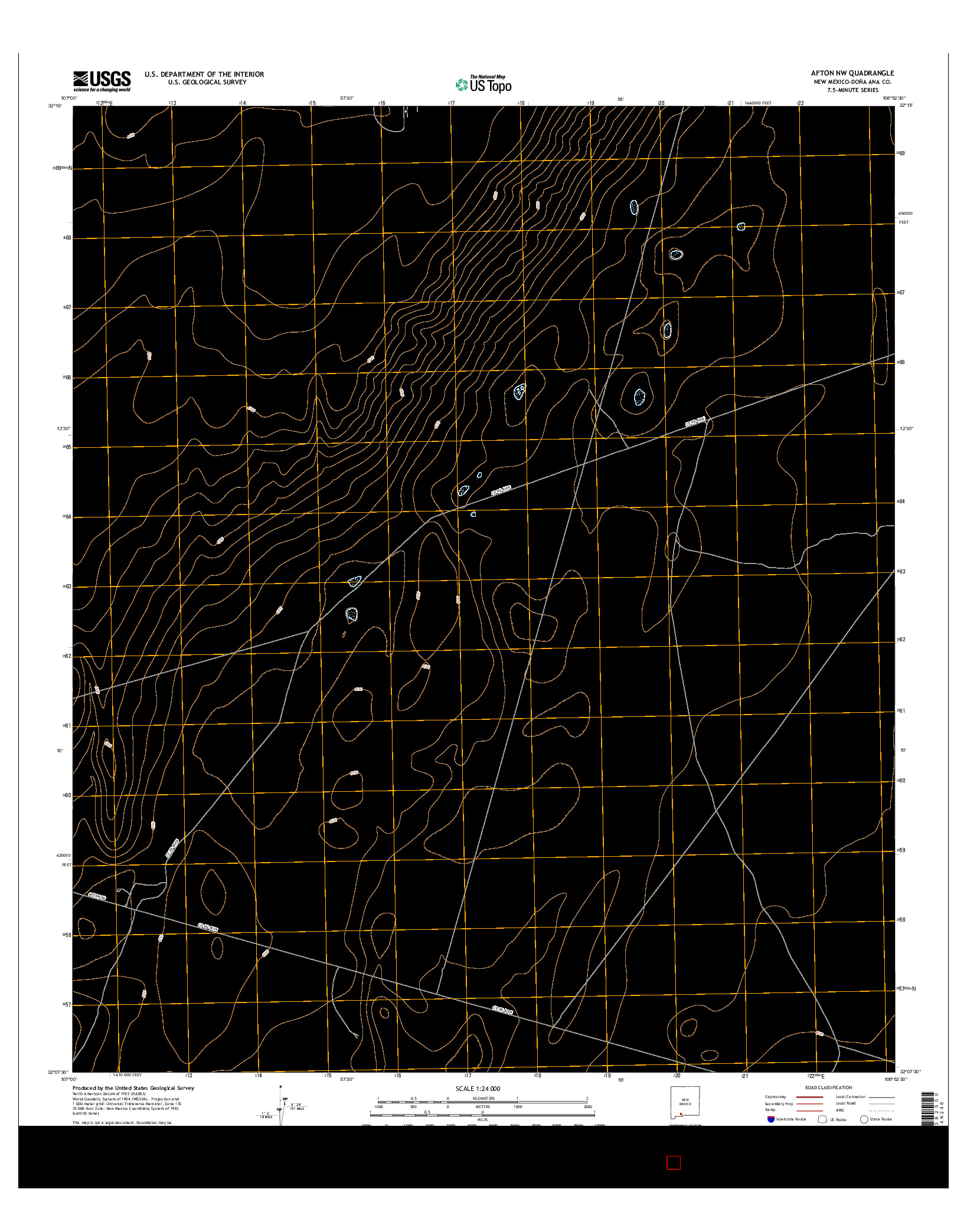 USGS US TOPO 7.5-MINUTE MAP FOR AFTON NW, NM 2017