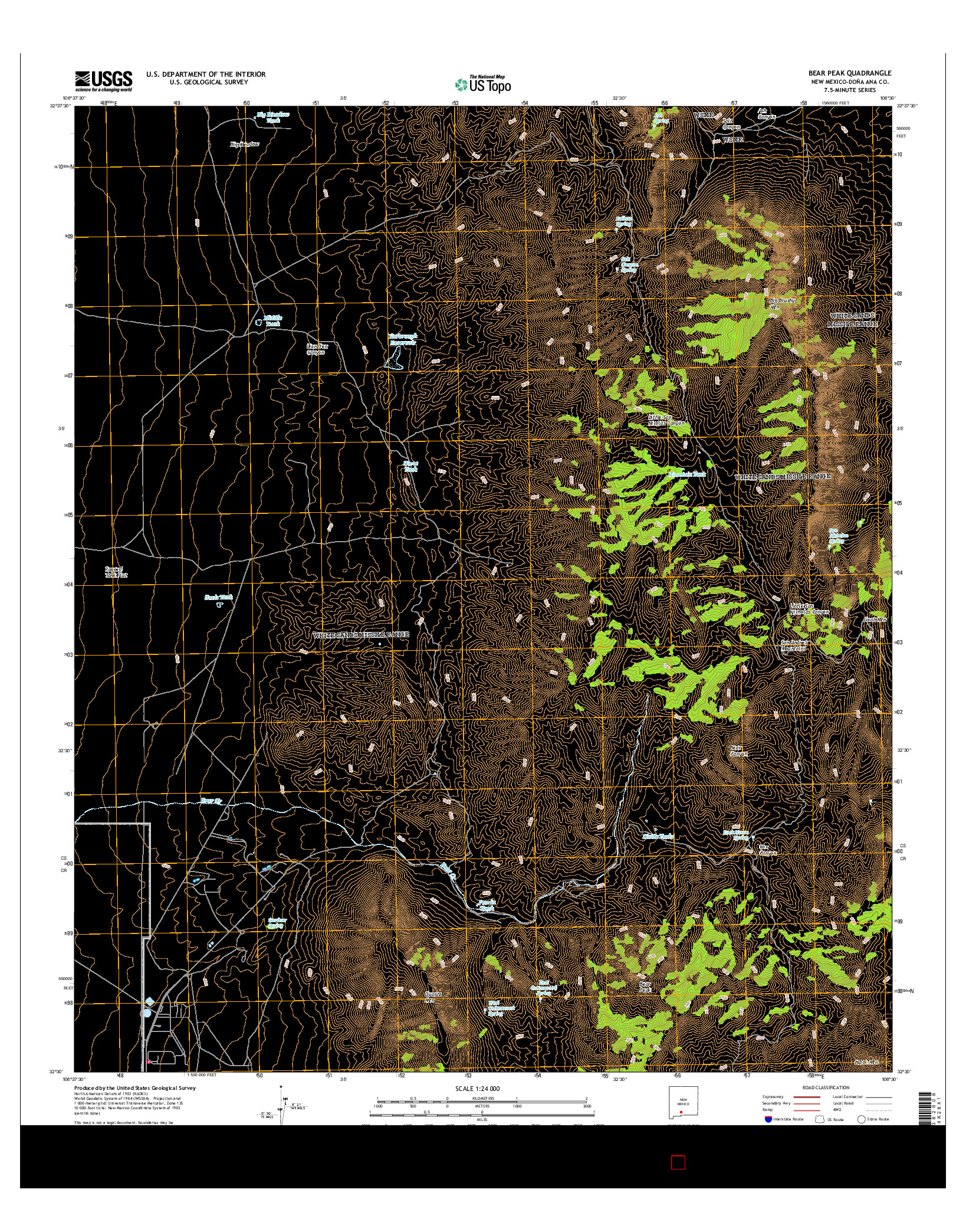 USGS US TOPO 7.5-MINUTE MAP FOR BEAR PEAK, NM 2017