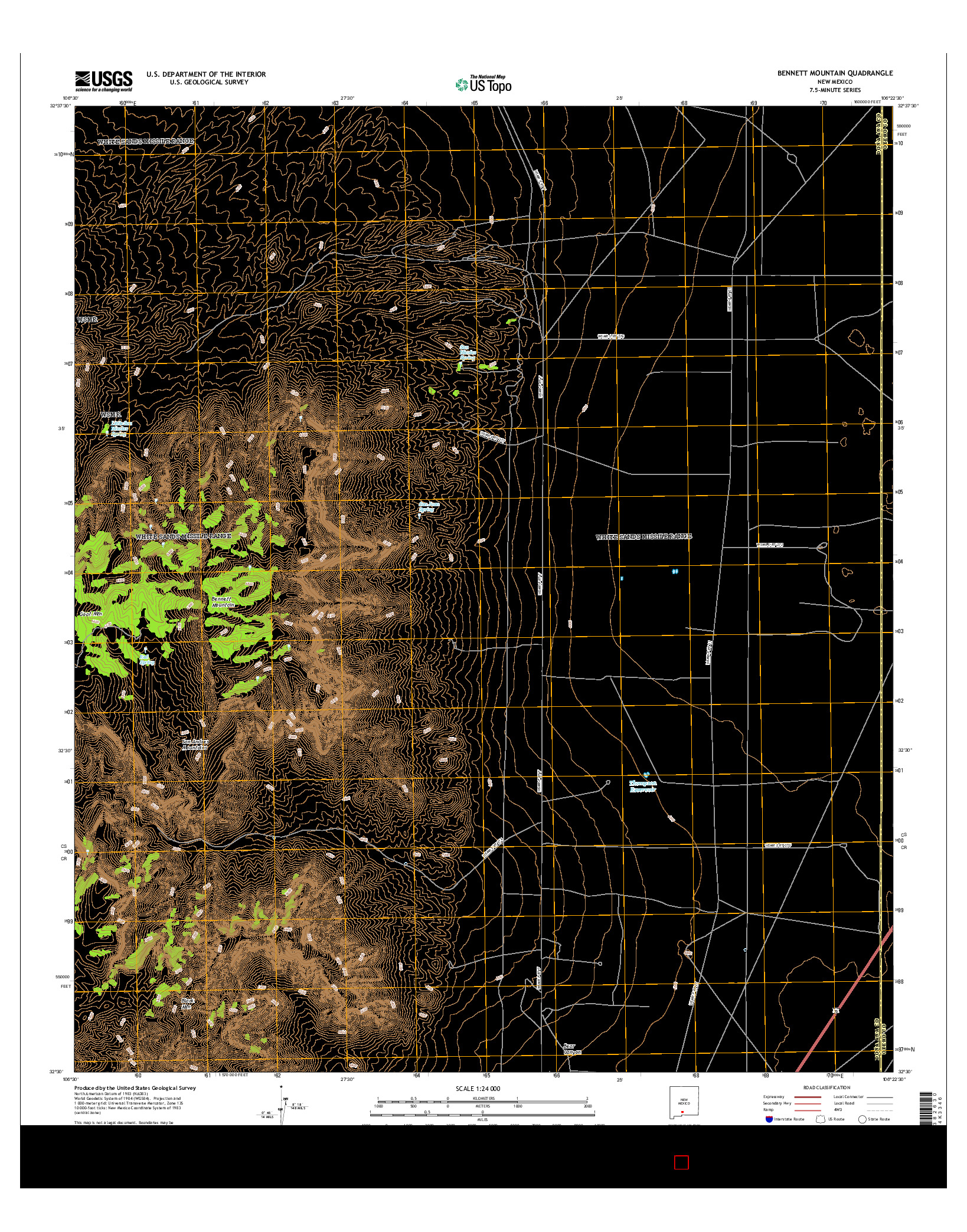 USGS US TOPO 7.5-MINUTE MAP FOR BENNETT MOUNTAIN, NM 2017