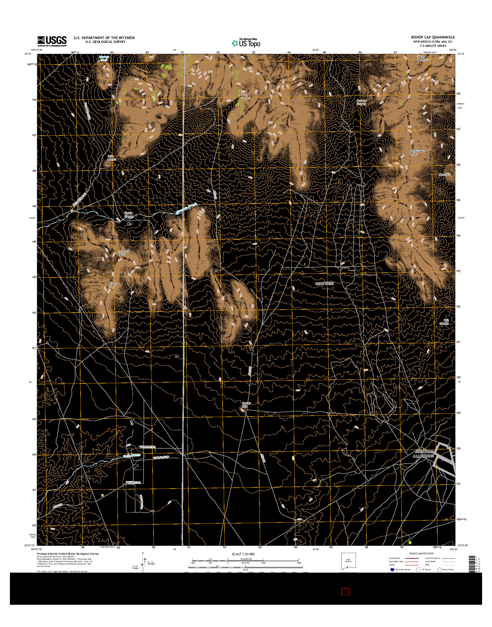 USGS US TOPO 7.5-MINUTE MAP FOR BISHOP CAP, NM 2017