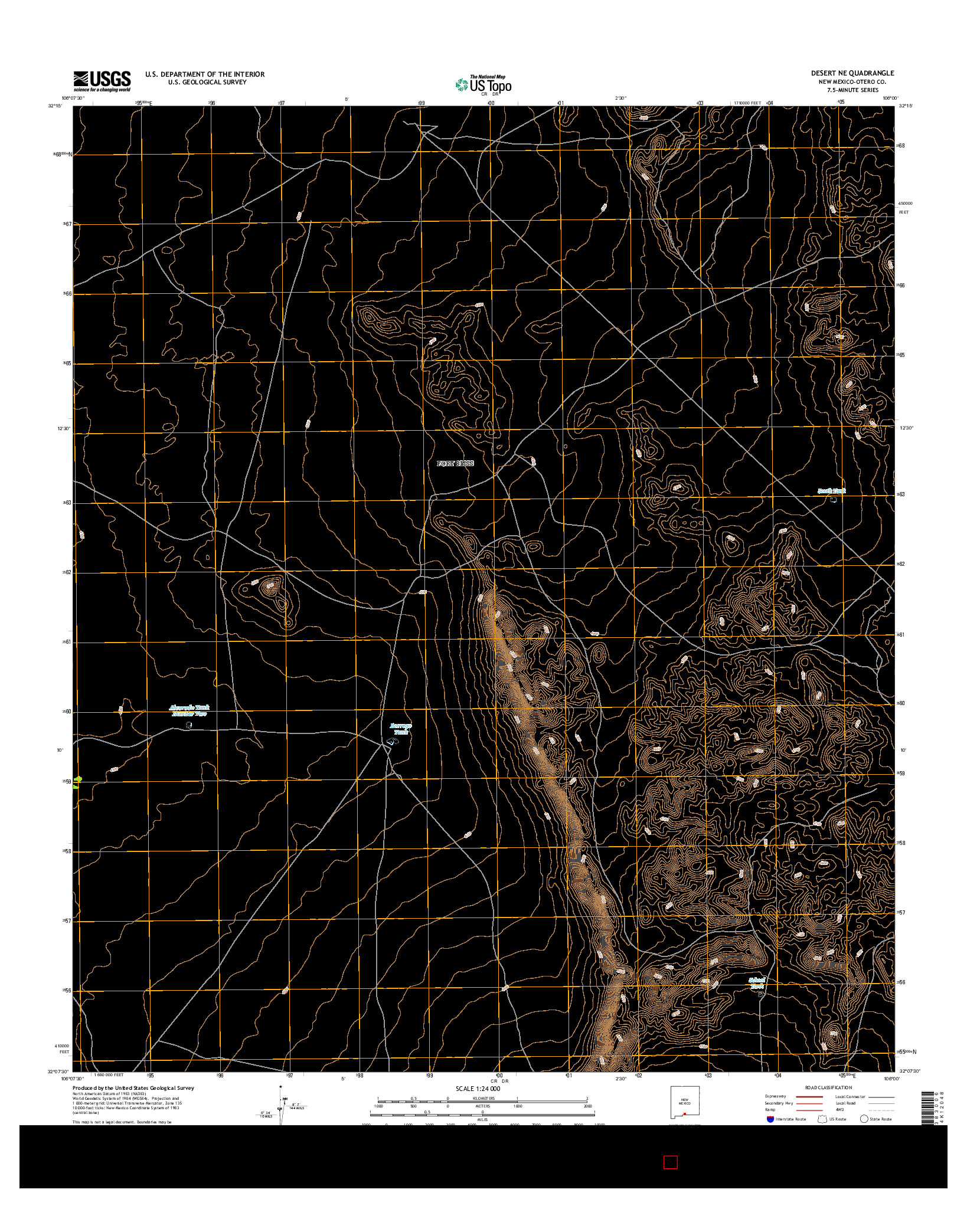 USGS US TOPO 7.5-MINUTE MAP FOR DESERT NE, NM 2017