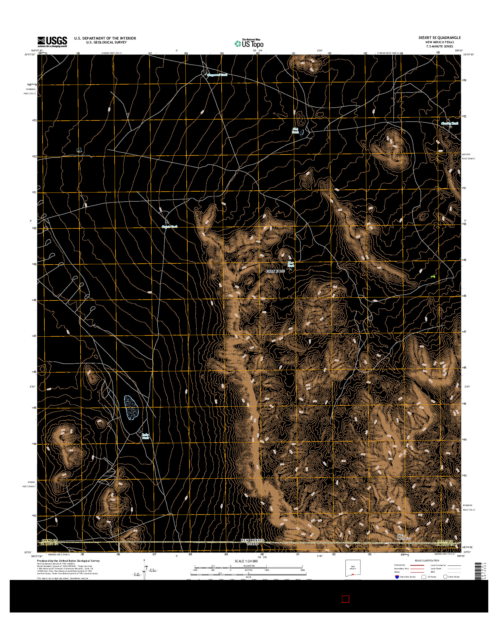 USGS US TOPO 7.5-MINUTE MAP FOR DESERT SE, NM-TX 2017