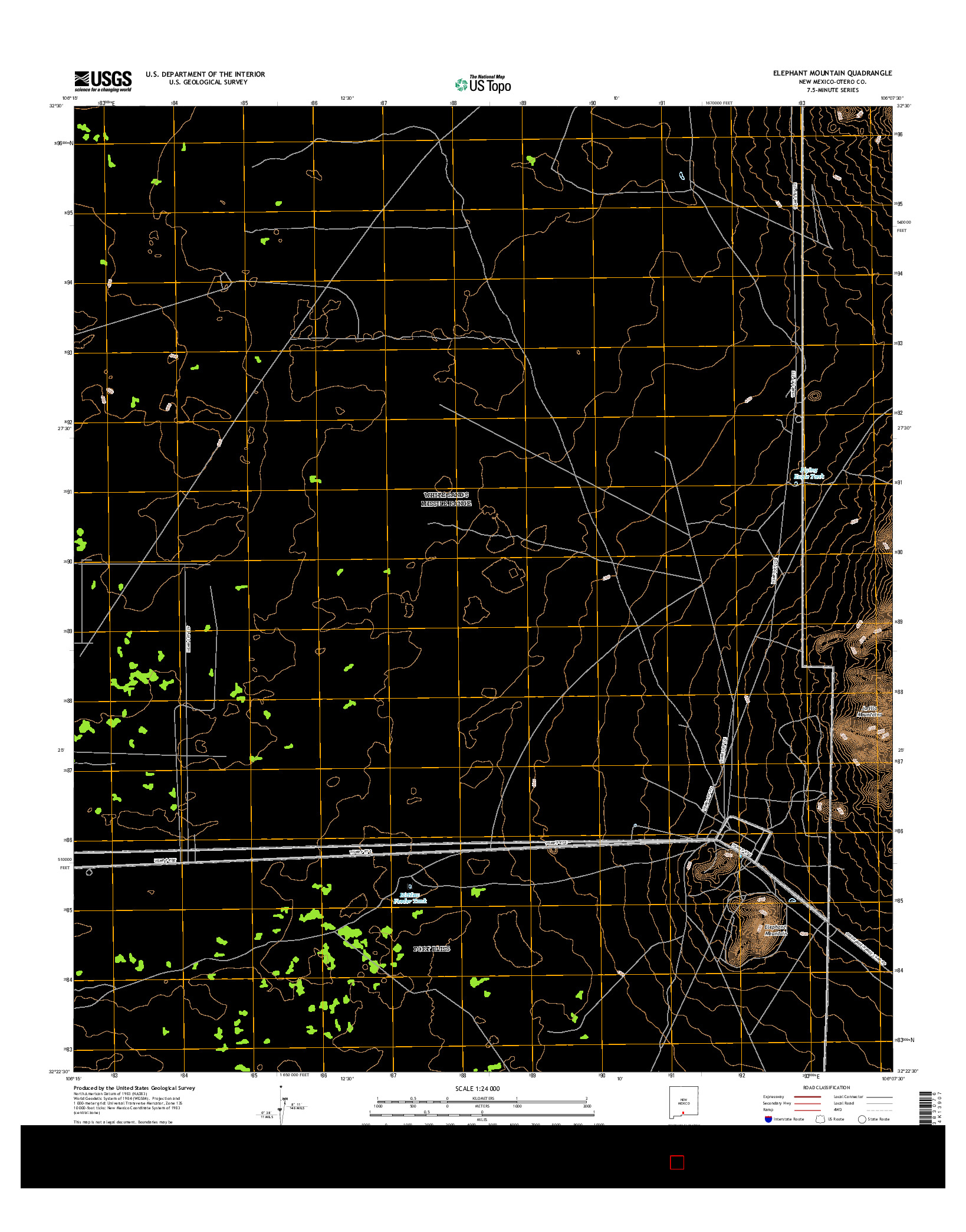 USGS US TOPO 7.5-MINUTE MAP FOR ELEPHANT MOUNTAIN, NM 2017