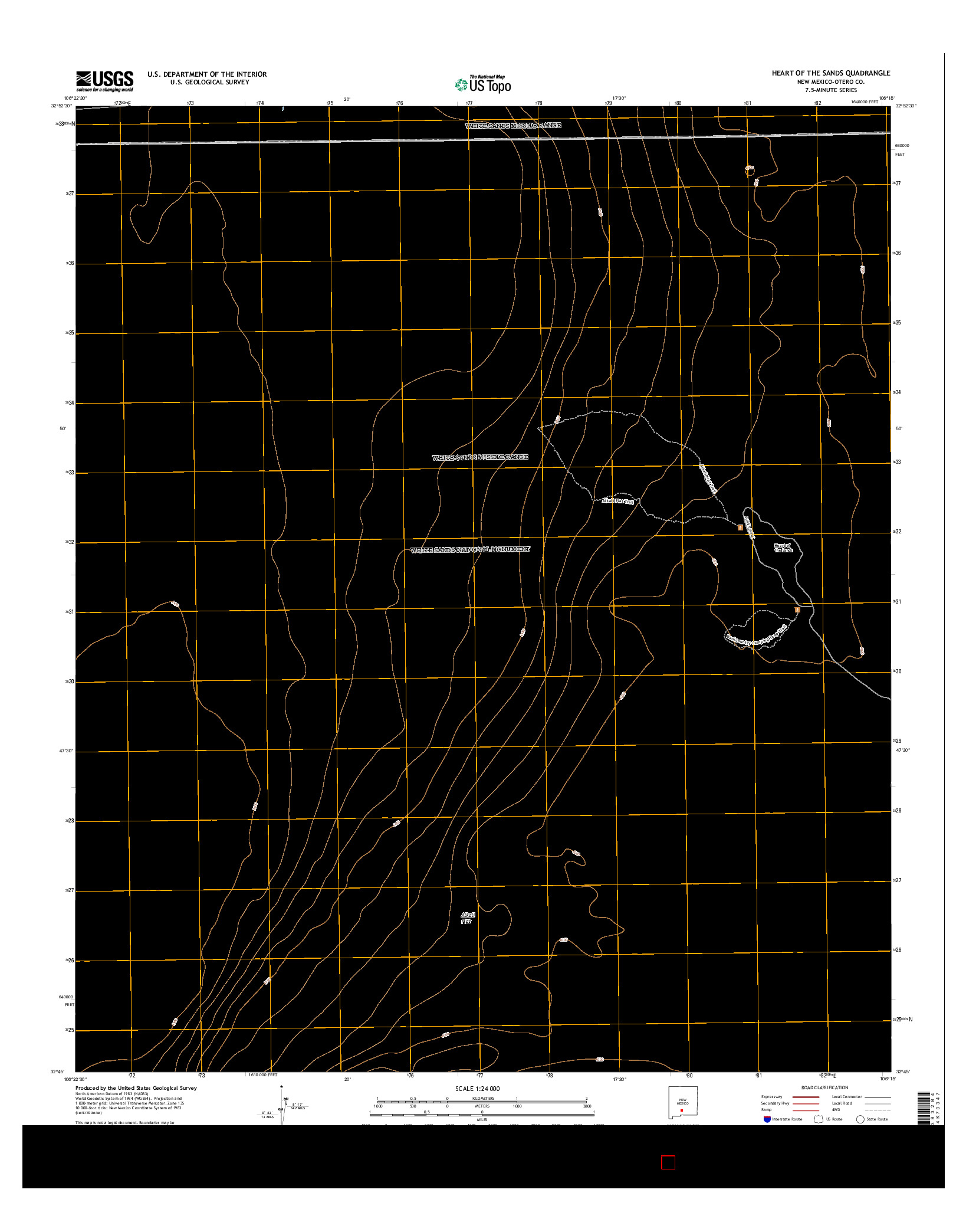 USGS US TOPO 7.5-MINUTE MAP FOR HEART OF THE SANDS, NM 2017