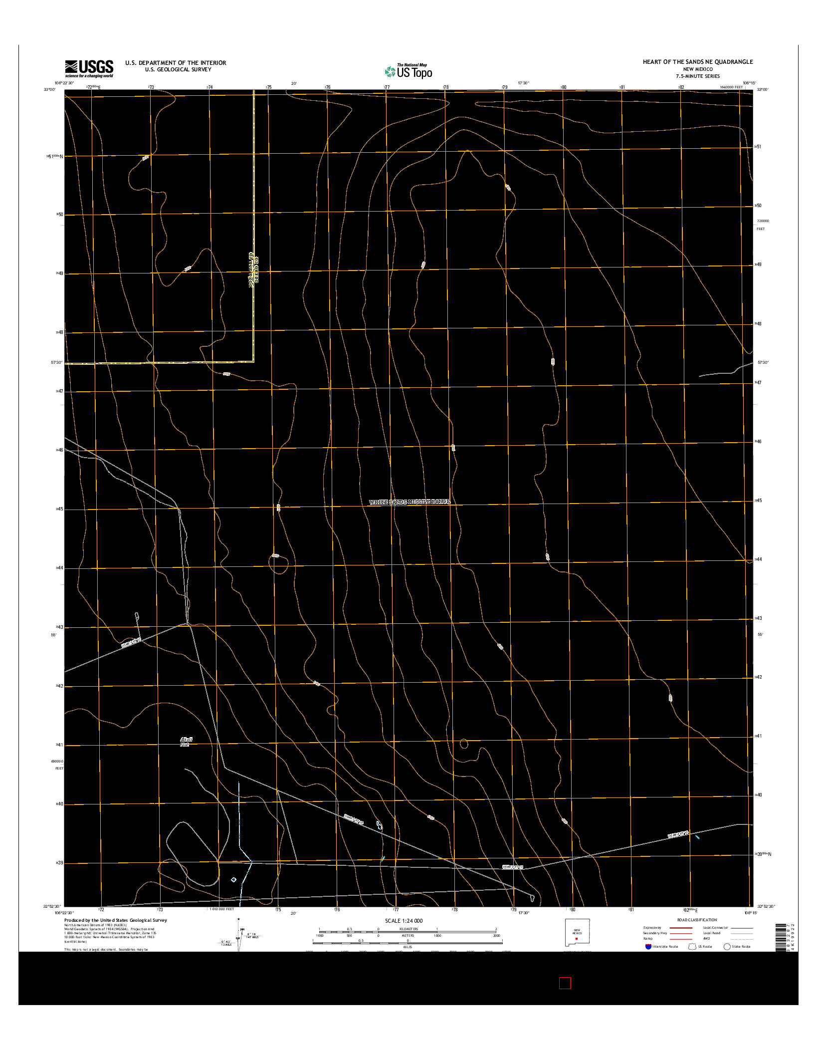 USGS US TOPO 7.5-MINUTE MAP FOR HEART OF THE SANDS NE, NM 2017