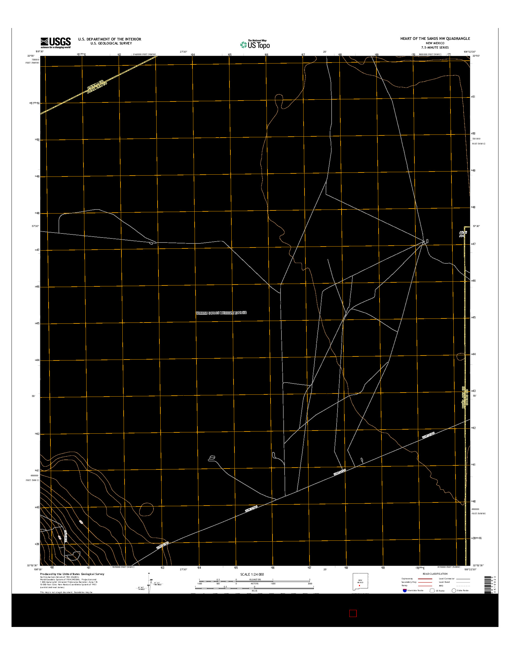 USGS US TOPO 7.5-MINUTE MAP FOR HEART OF THE SANDS NW, NM 2017