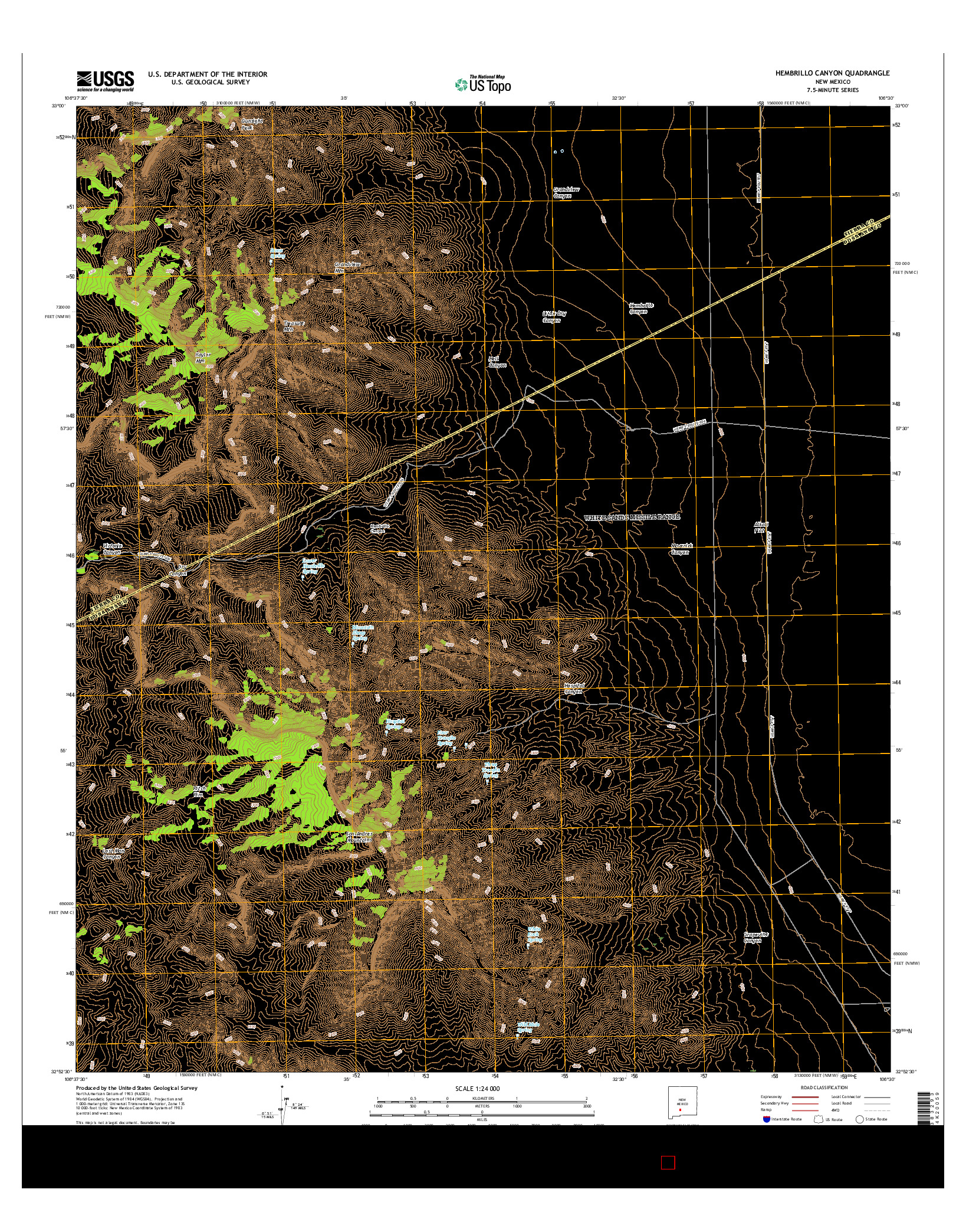 USGS US TOPO 7.5-MINUTE MAP FOR HEMBRILLO CANYON, NM 2017