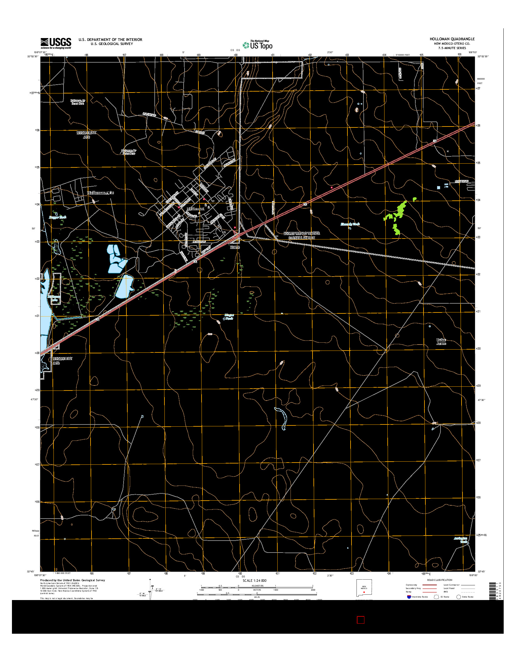 USGS US TOPO 7.5-MINUTE MAP FOR HOLLOMAN, NM 2017