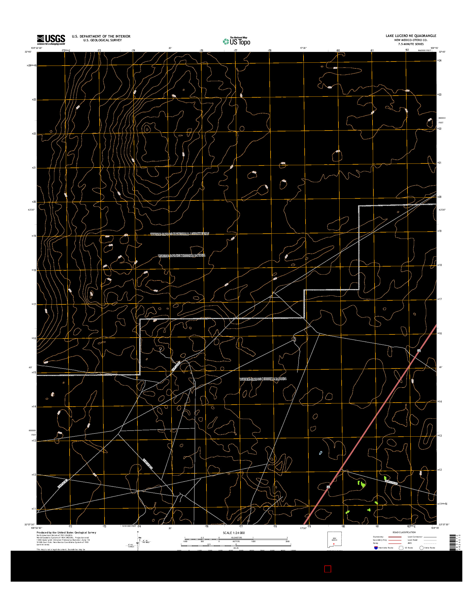 USGS US TOPO 7.5-MINUTE MAP FOR LAKE LUCERO NE, NM 2017