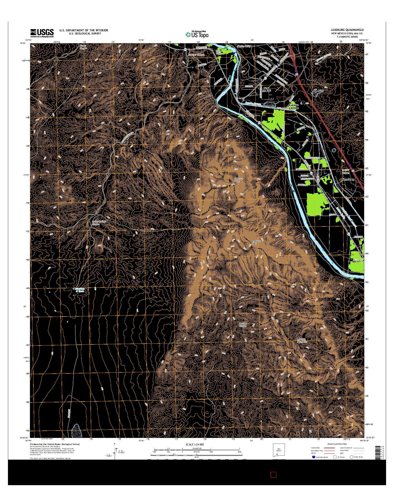 USGS US TOPO 7.5-MINUTE MAP FOR LEASBURG, NM 2017