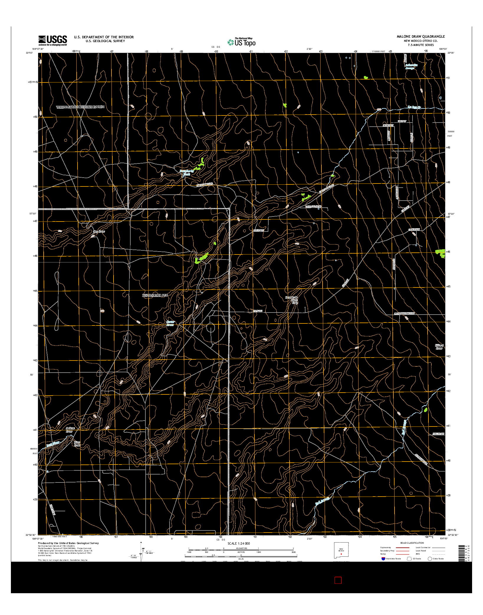 USGS US TOPO 7.5-MINUTE MAP FOR MALONE DRAW, NM 2017