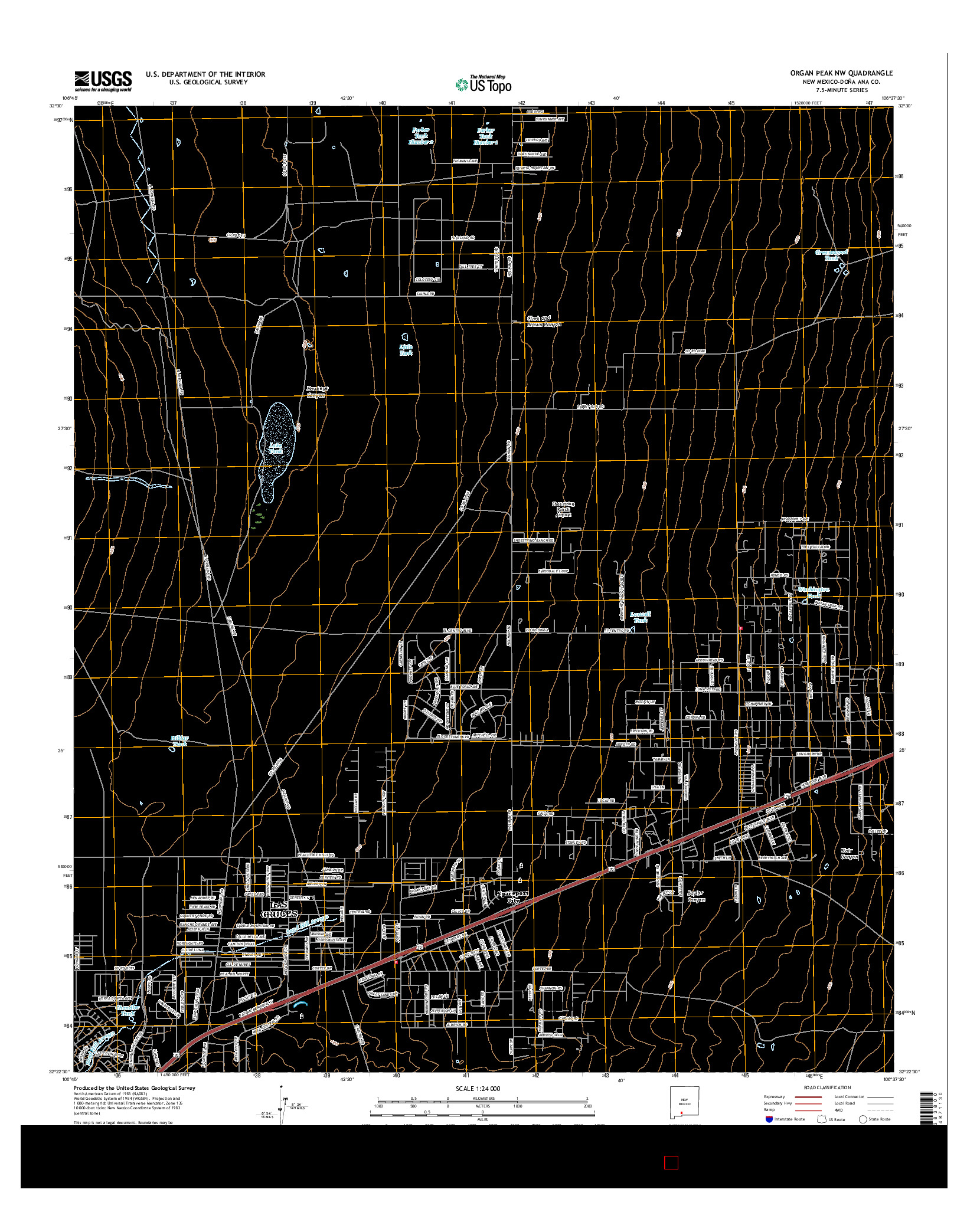 USGS US TOPO 7.5-MINUTE MAP FOR ORGAN PEAK NW, NM 2017