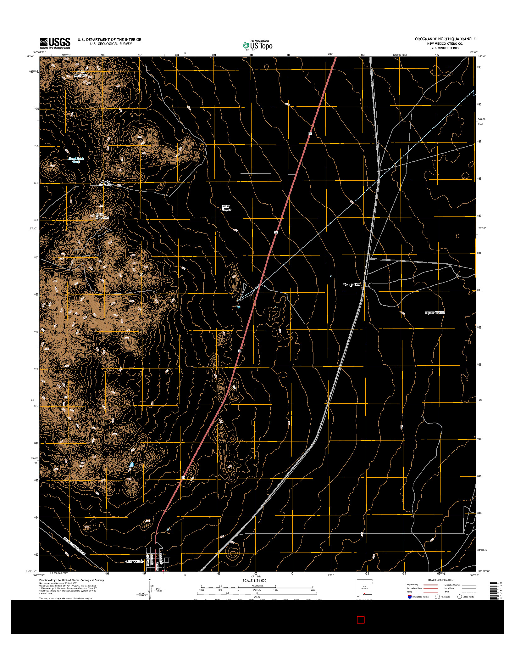 USGS US TOPO 7.5-MINUTE MAP FOR OROGRANDE NORTH, NM 2017