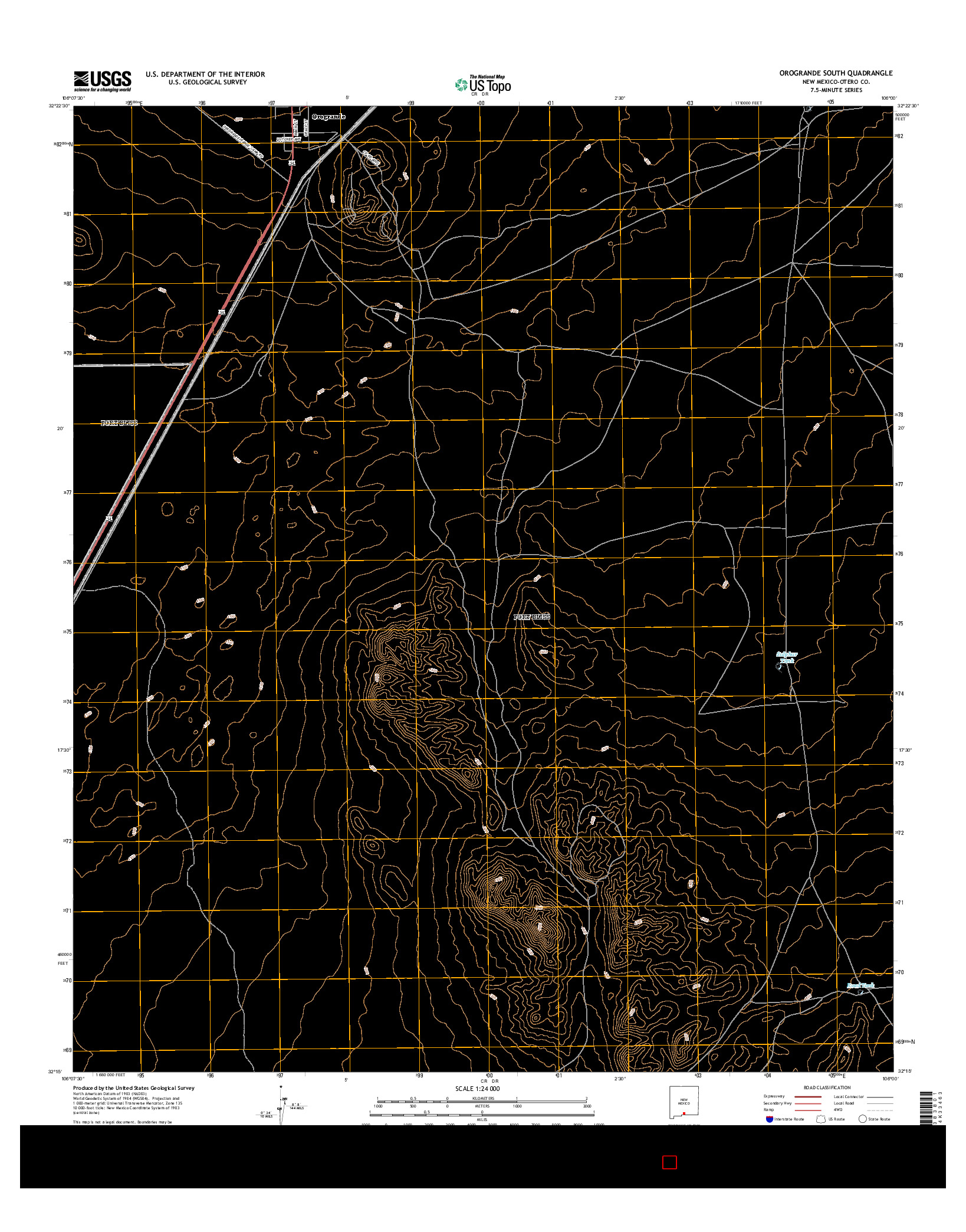 USGS US TOPO 7.5-MINUTE MAP FOR OROGRANDE SOUTH, NM 2017