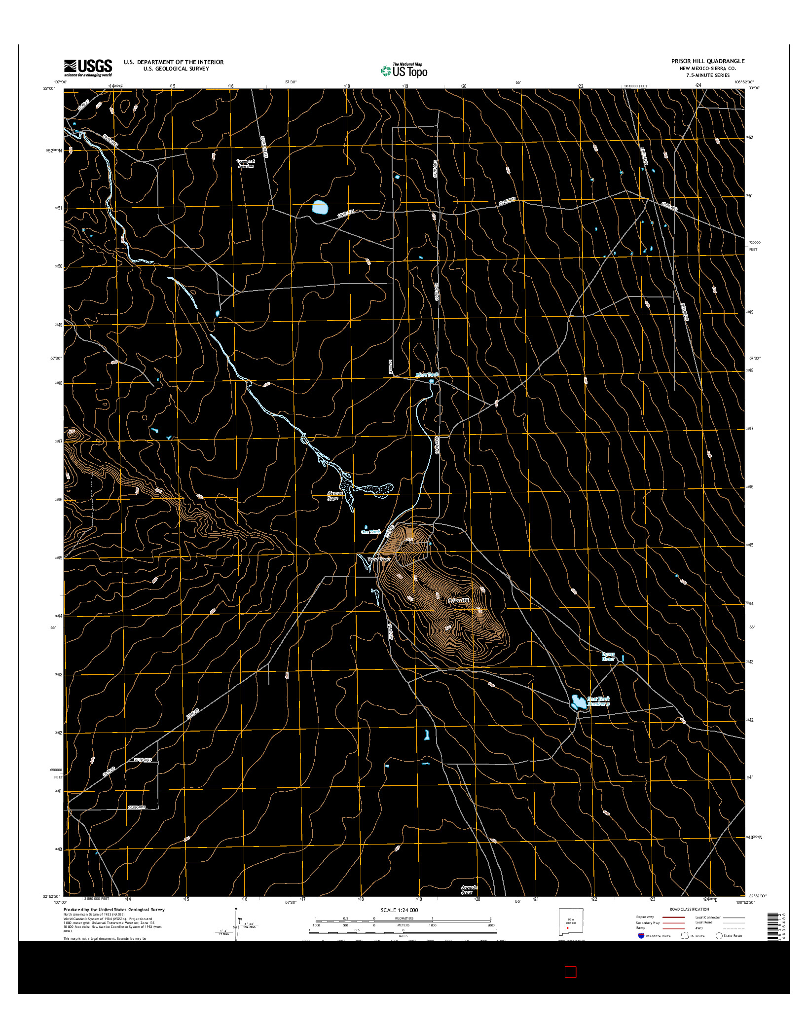 USGS US TOPO 7.5-MINUTE MAP FOR PRISOR HILL, NM 2017