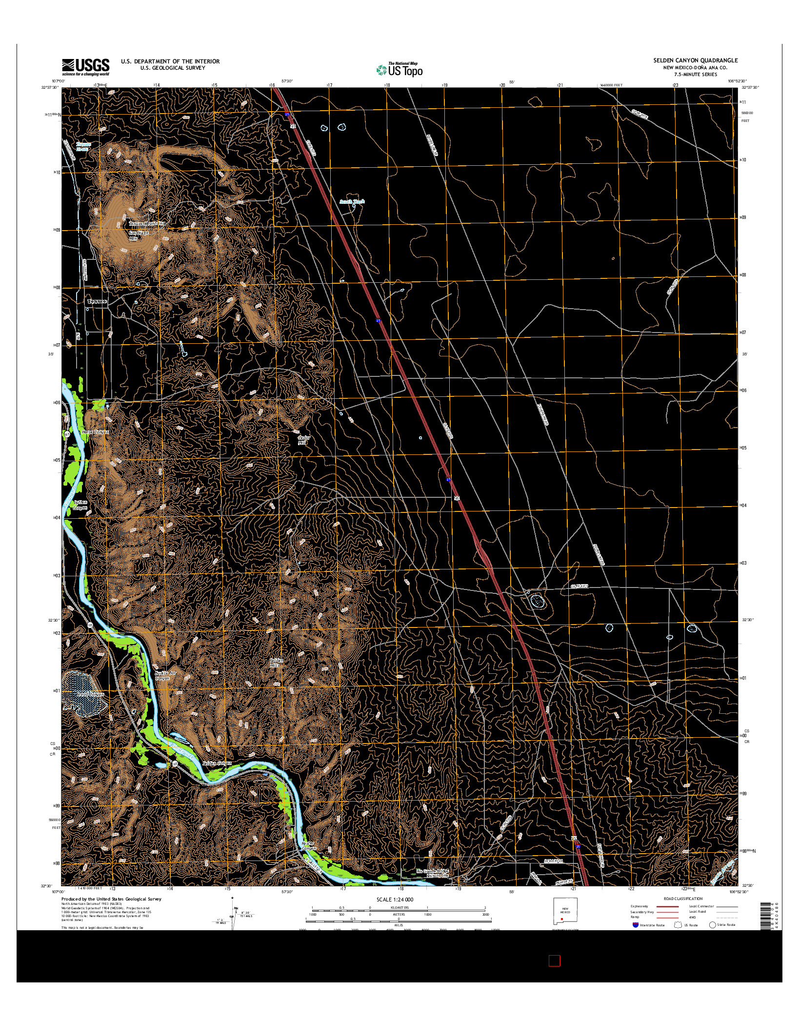 USGS US TOPO 7.5-MINUTE MAP FOR SELDEN CANYON, NM 2017