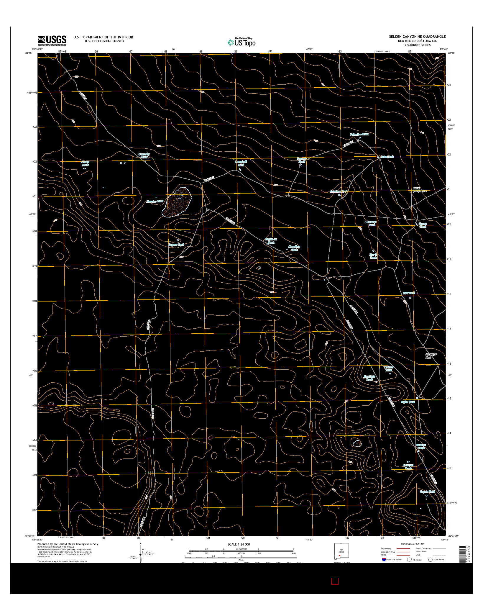 USGS US TOPO 7.5-MINUTE MAP FOR SELDEN CANYON NE, NM 2017