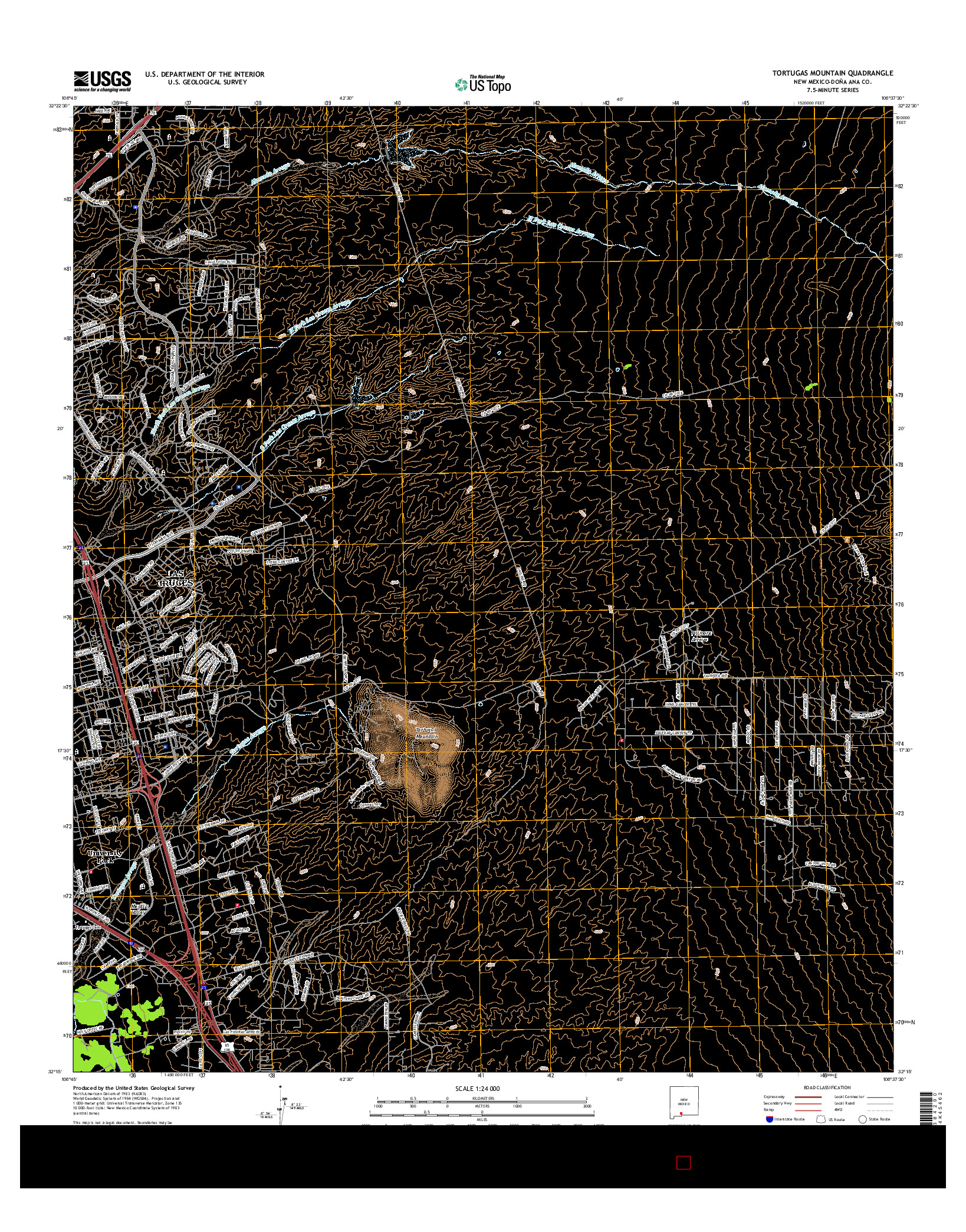 USGS US TOPO 7.5-MINUTE MAP FOR TORTUGAS MOUNTAIN, NM 2017