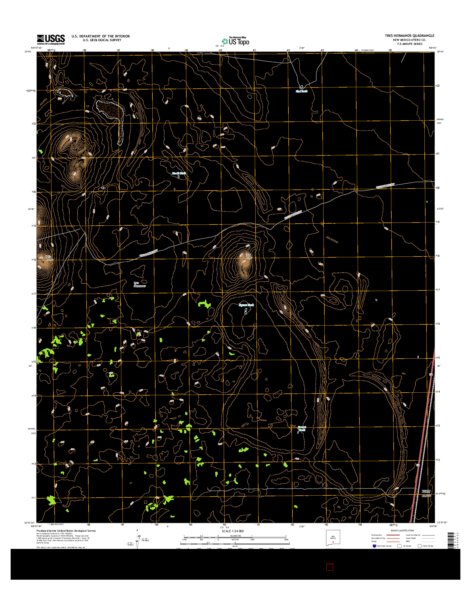 USGS US TOPO 7.5-MINUTE MAP FOR TRES HERMANOS, NM 2017