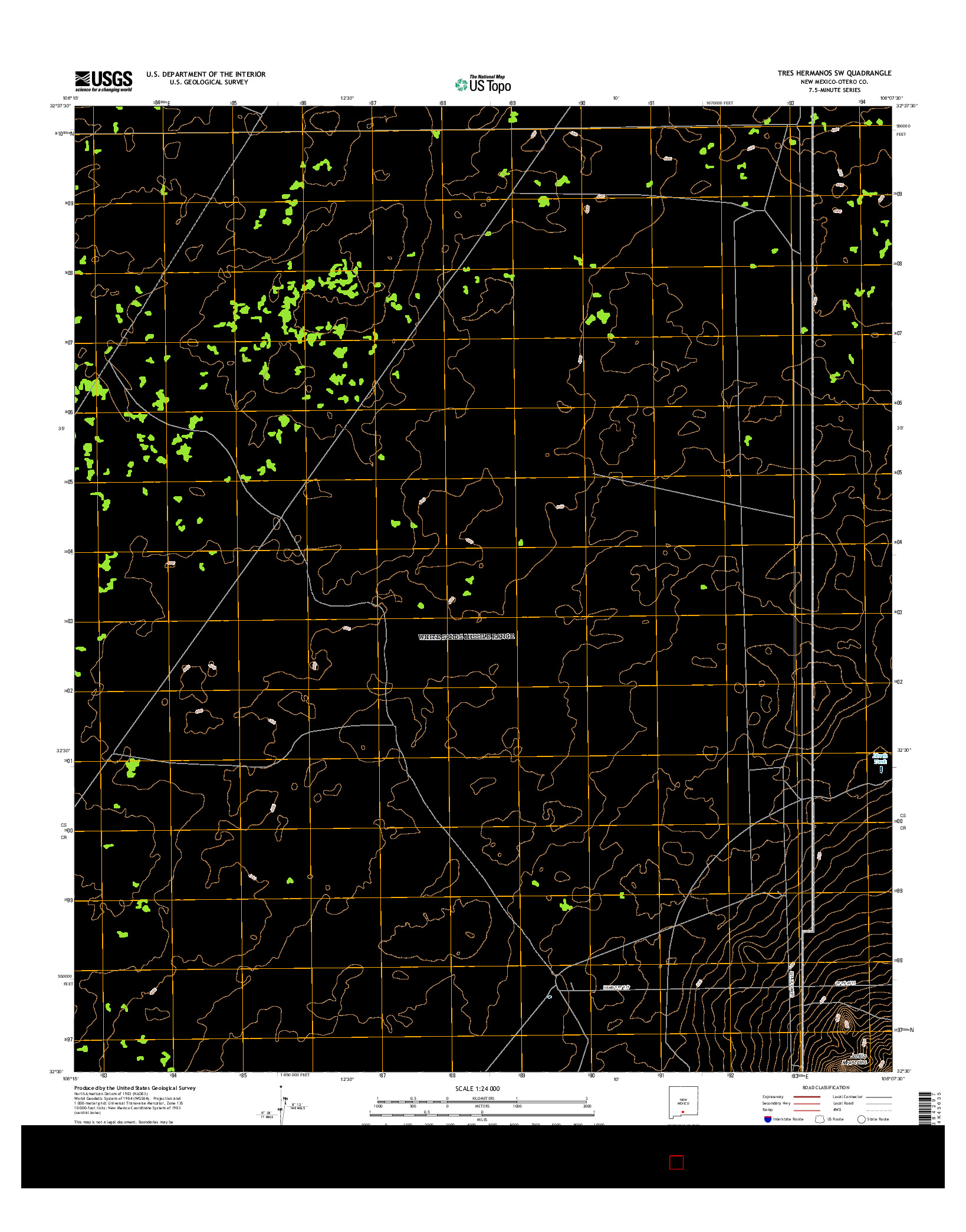 USGS US TOPO 7.5-MINUTE MAP FOR TRES HERMANOS SW, NM 2017