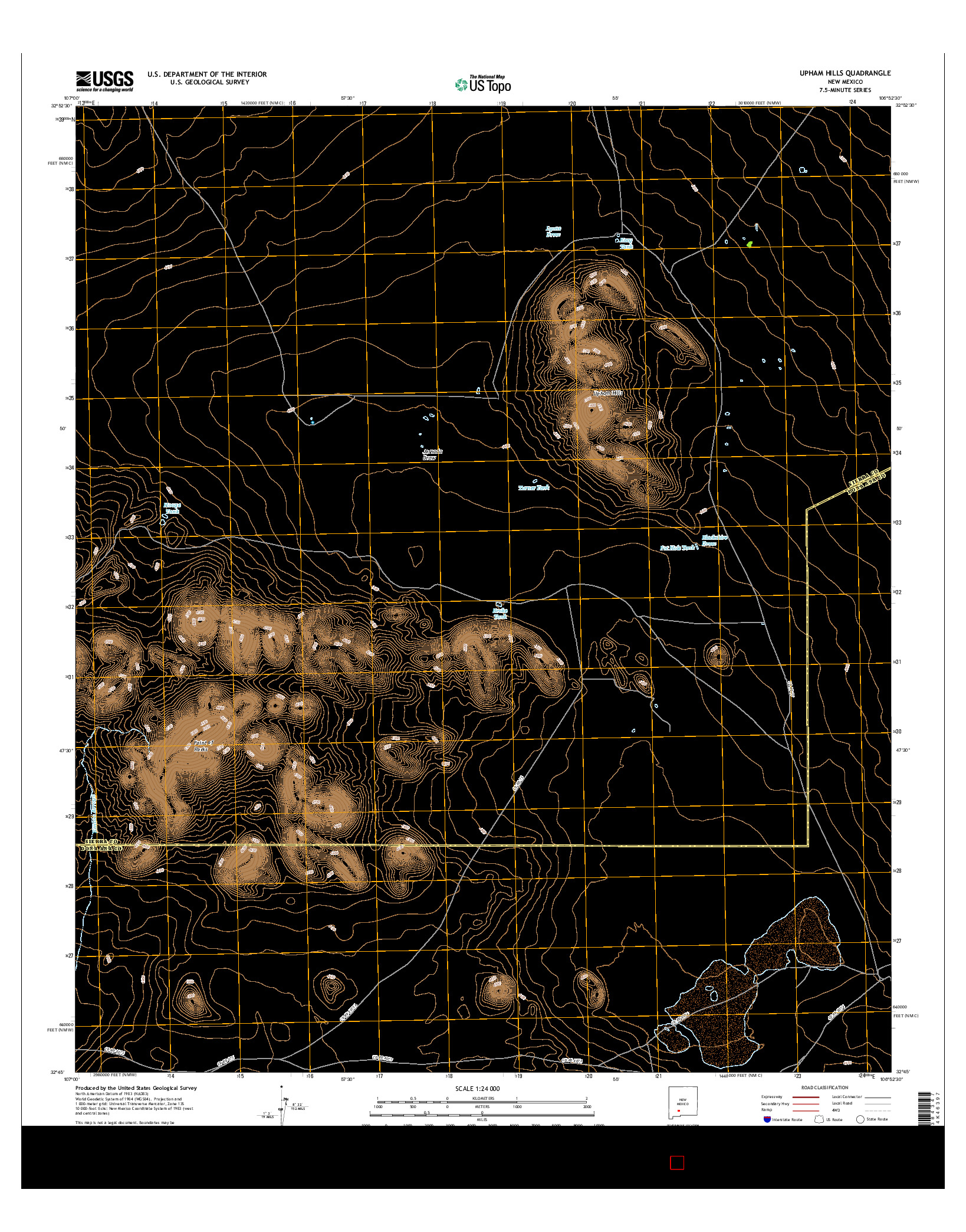 USGS US TOPO 7.5-MINUTE MAP FOR UPHAM HILLS, NM 2017