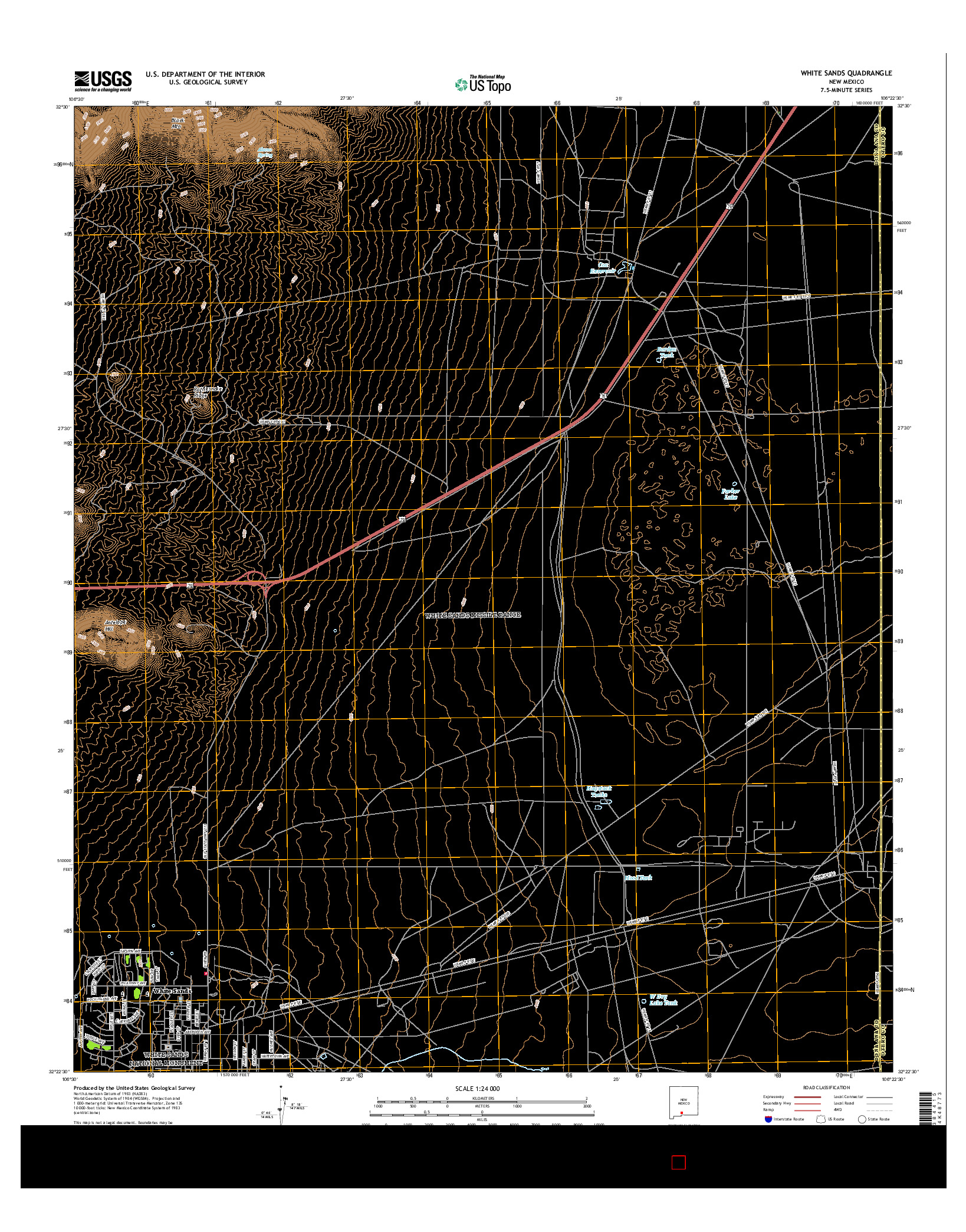 USGS US TOPO 7.5-MINUTE MAP FOR WHITE SANDS, NM 2017